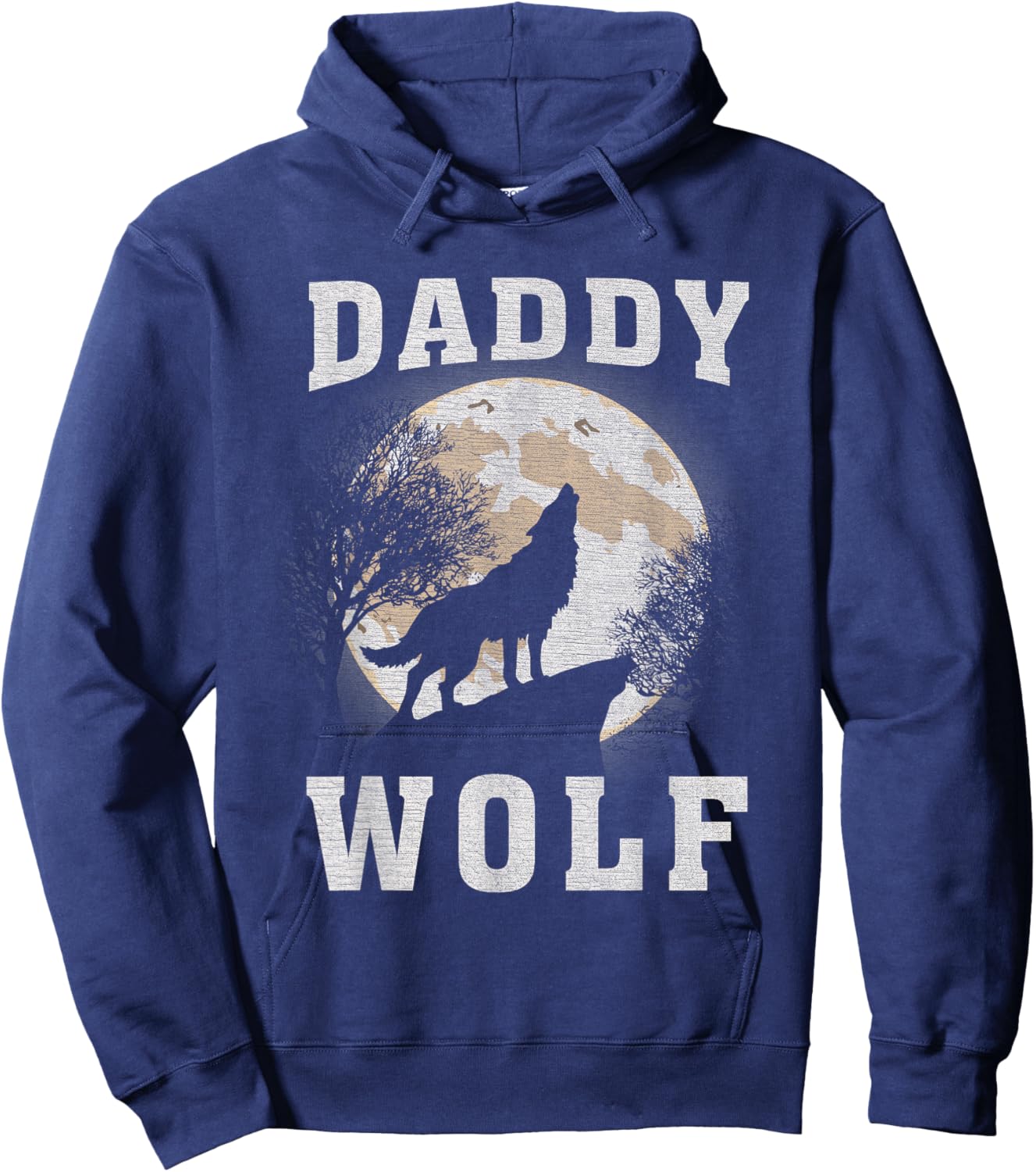Daddy Wolf, Wolves Dad Moon, Fathers day Hoodie - Hoodie | Navy