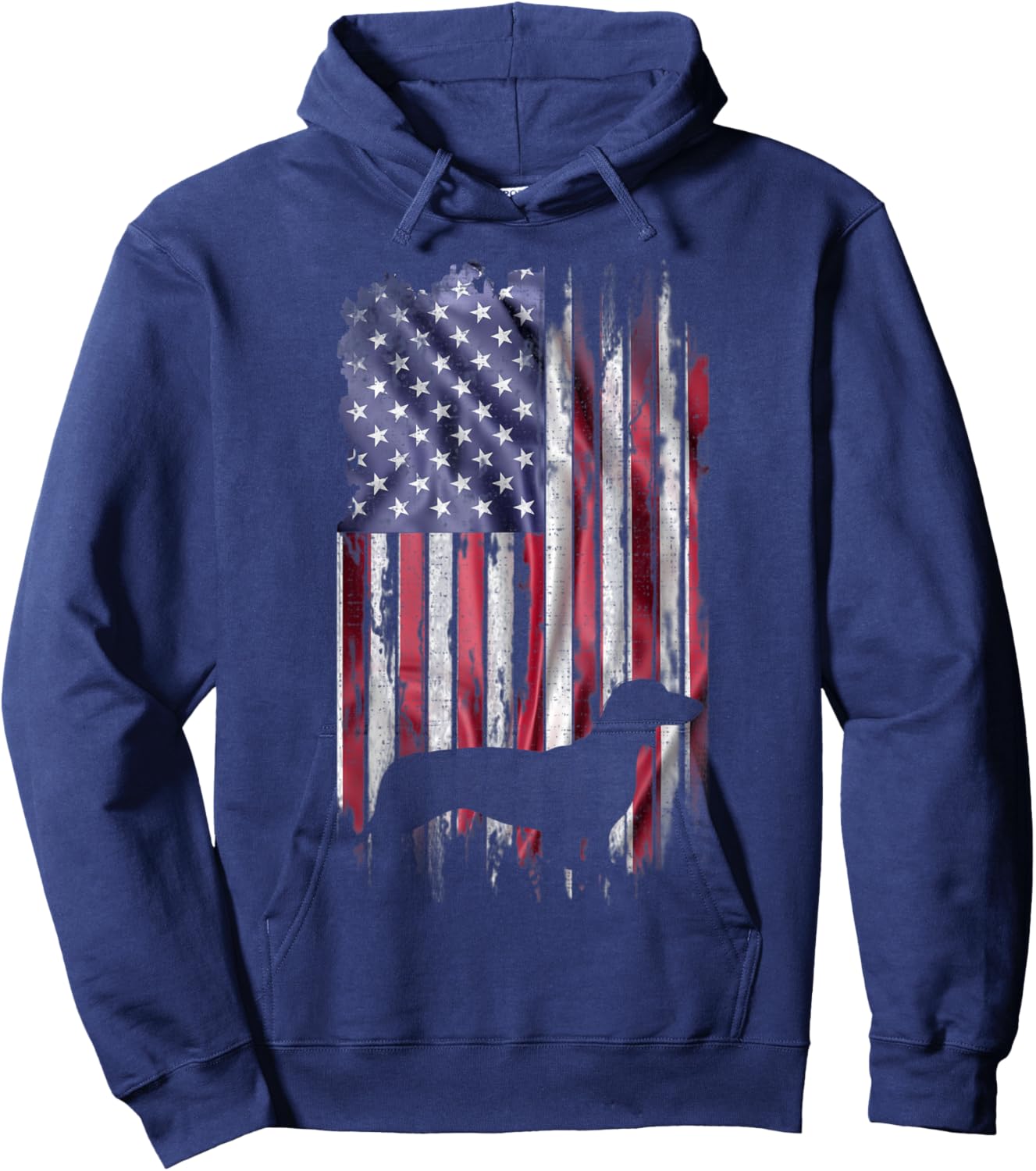 Vintage American Flag Love Dachshund Dog Wiener Silhouette Women Kids Hoodie - Hoodie | Navy