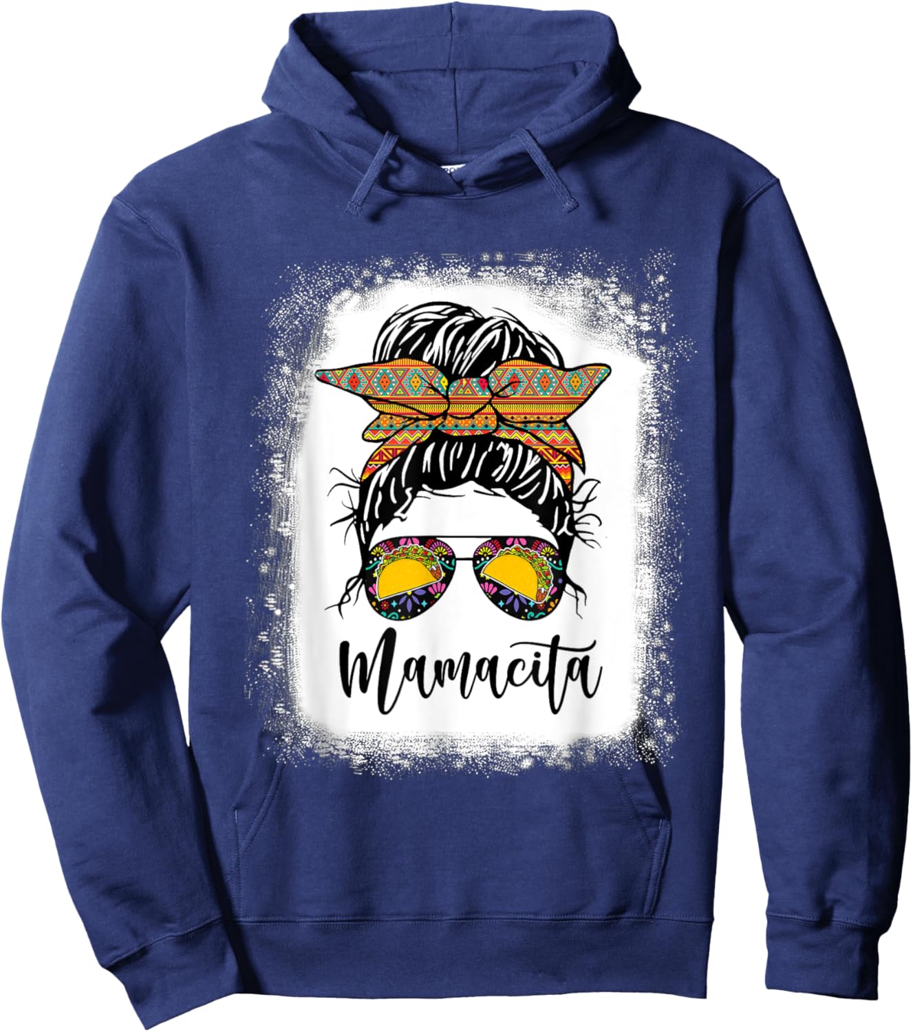 Mamacita Shirt Messy Bun Tacos 5 De Mayo Fiesta Hoodie - Hoodie | Navy