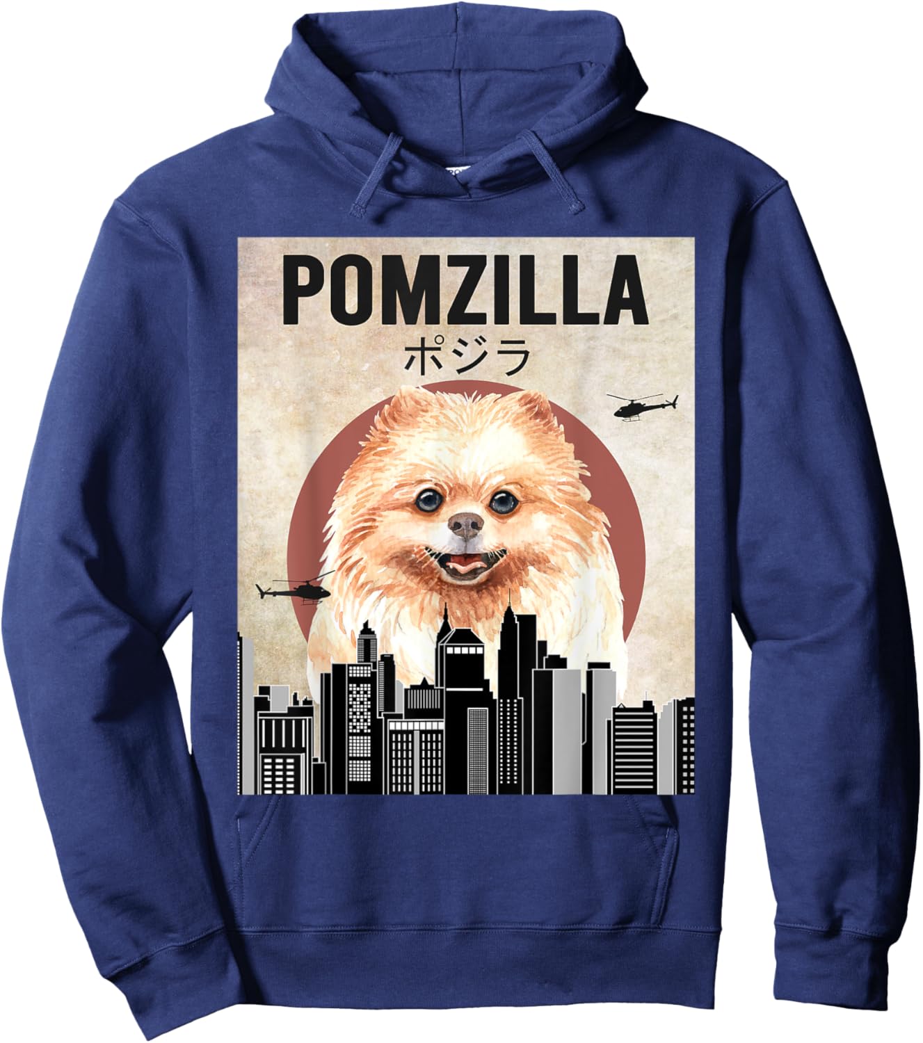 Pomzilla Funny Pomeranian Dog Lover Hoodie - Hoodie | Navy