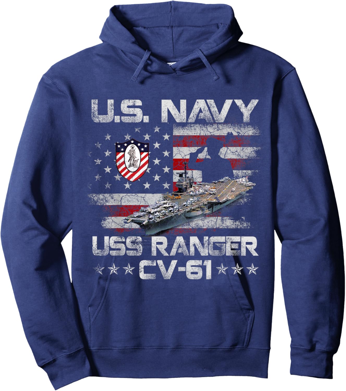 USS Ranger CV-61 Veteran Shirt Patriotic Veterans Day Gift Hoodie - Hoodie | Navy