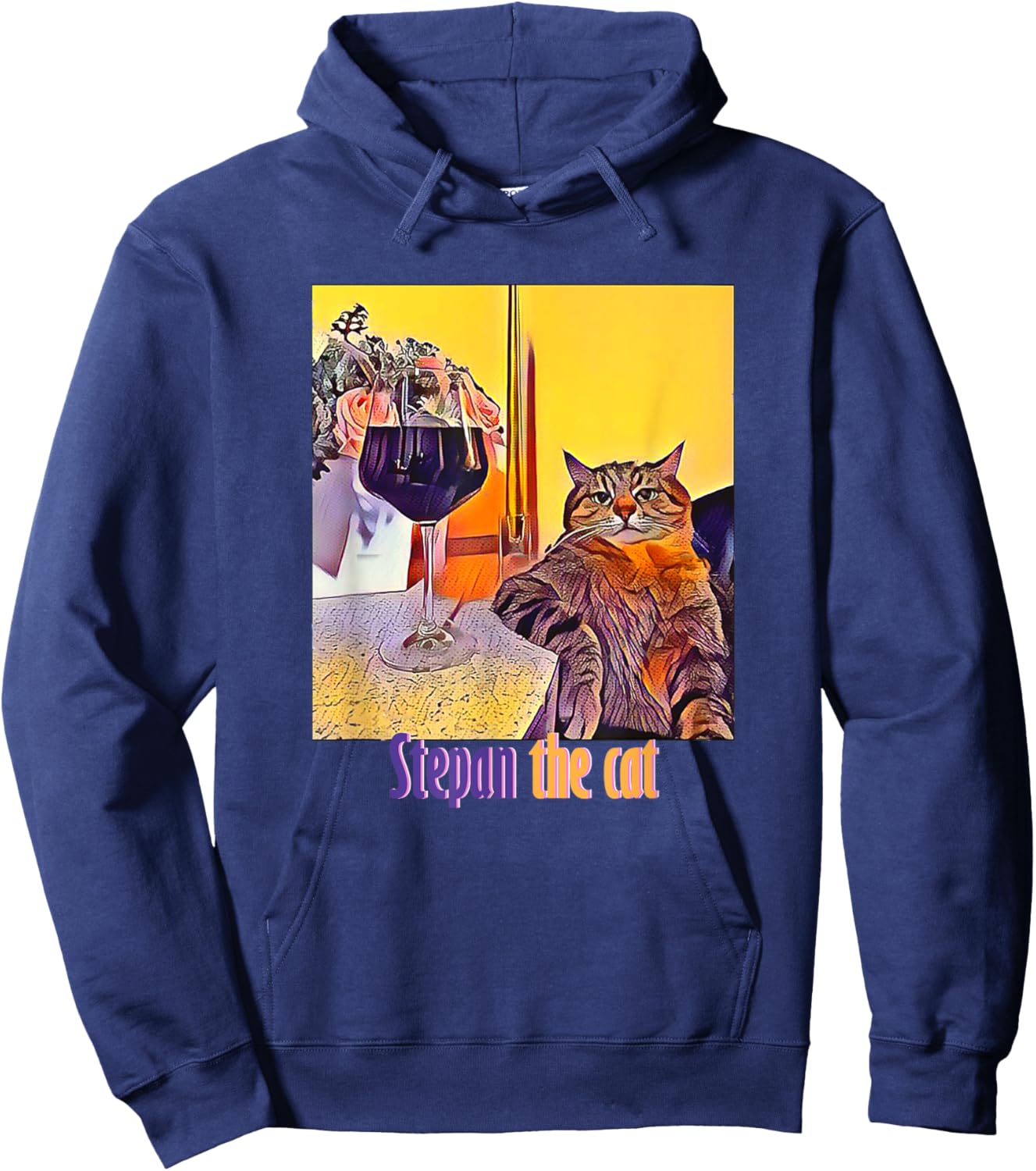 Stepan the chubby cat art, cute cat lover pet lover Men Women Hoodie - Hoodie | Navy