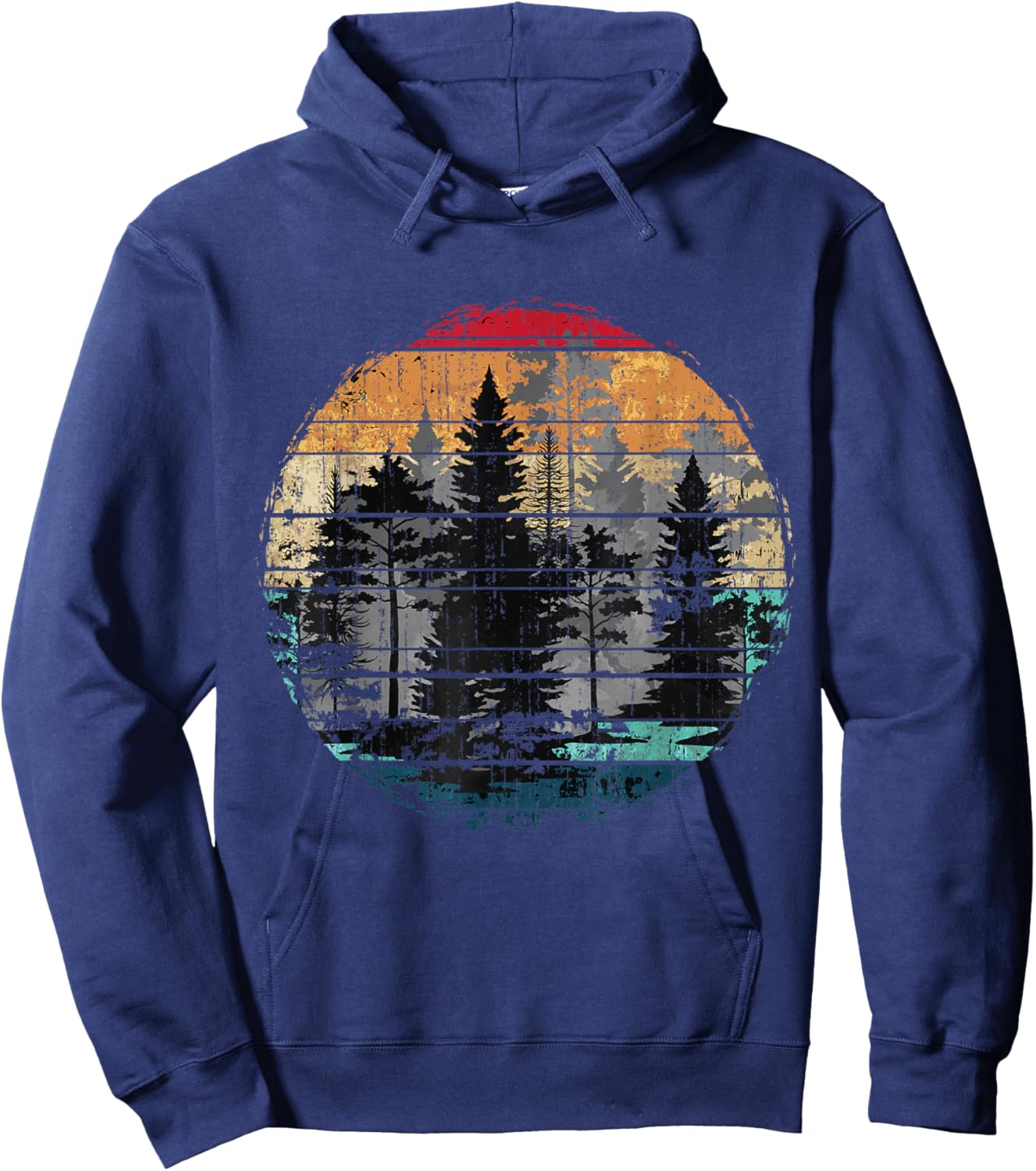 Wildlife Outdoor Forest Trees Retro Nature Hoodie - Hoodie | Navy