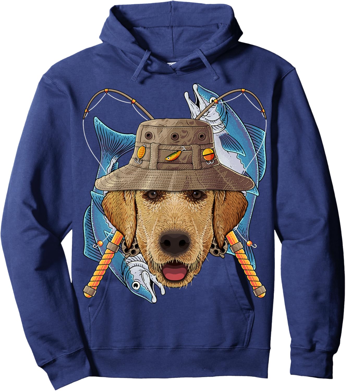 Fishing Labrador Retriever Outdoor Fisherman Fly Fishing Hoodie - Hoodie | Navy