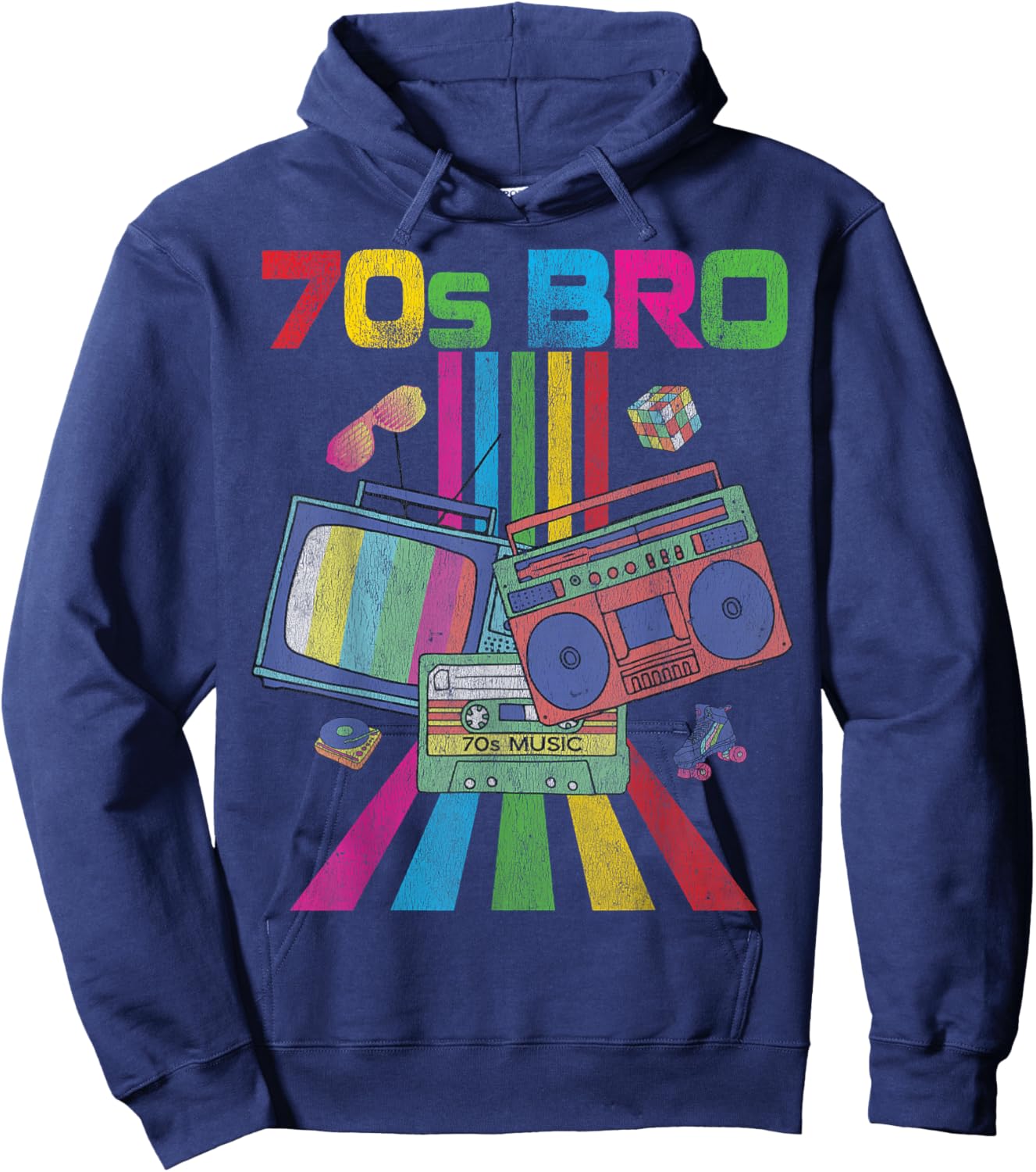 70s Bro Costume 60's 70's Party Retro Vintage Papa Grandpa Hoodie - Hoodie | Navy