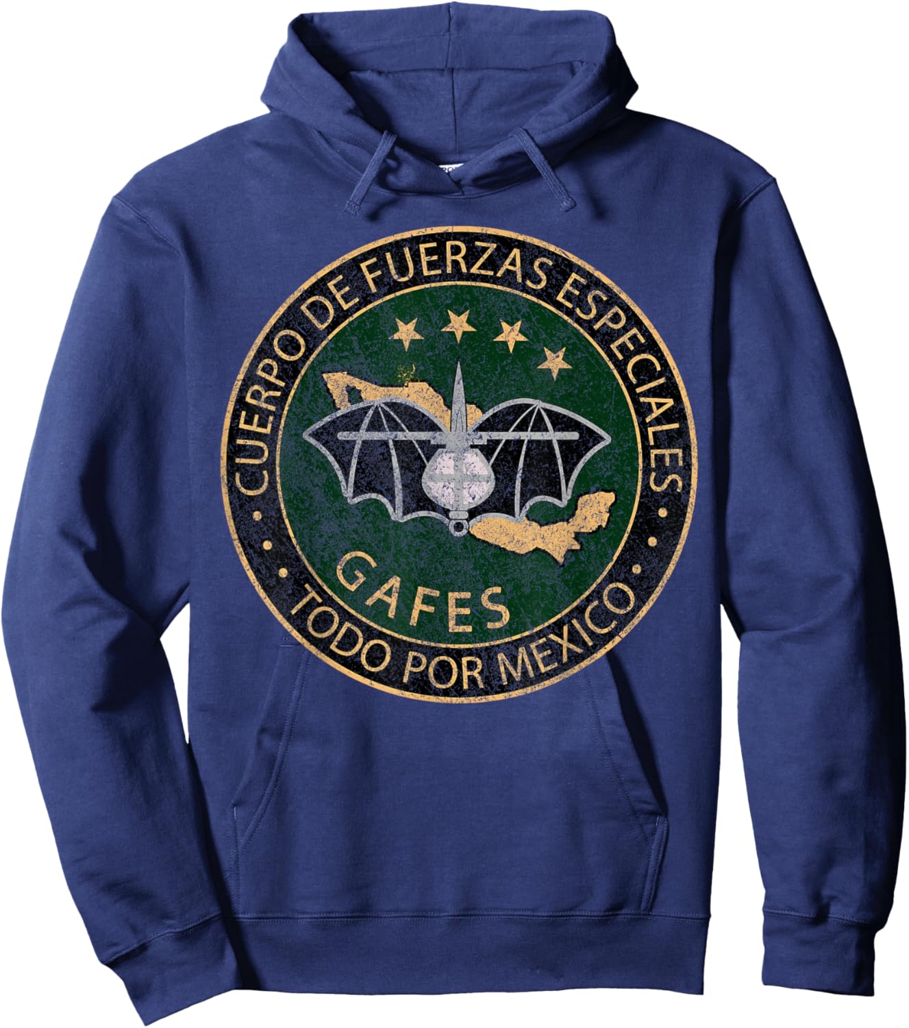 GAFES GAFE Mexican Special Force Fuerzas Mexican Patriot Hoodie - Hoodie | Navy