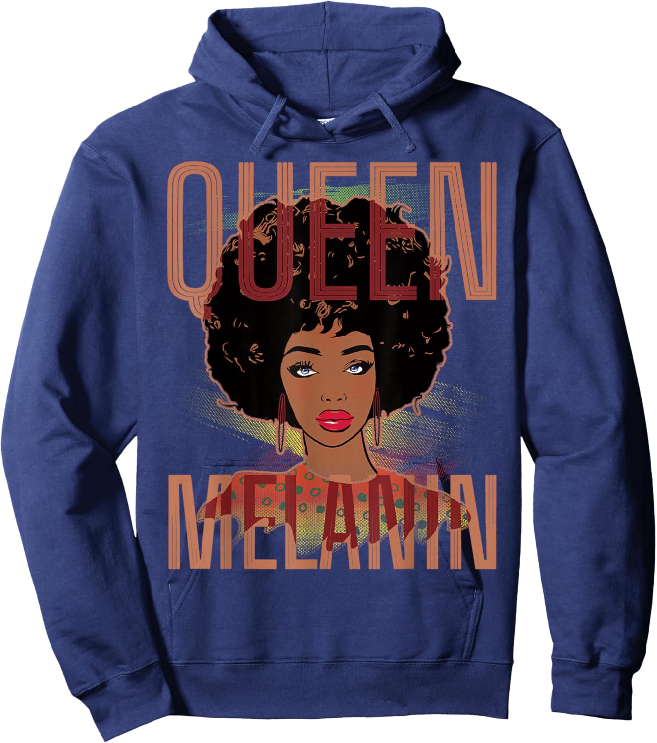 Queen Melanin Shirt Black Culture Pride Afro Woman Girl Hoodie - Hoodie | Navy