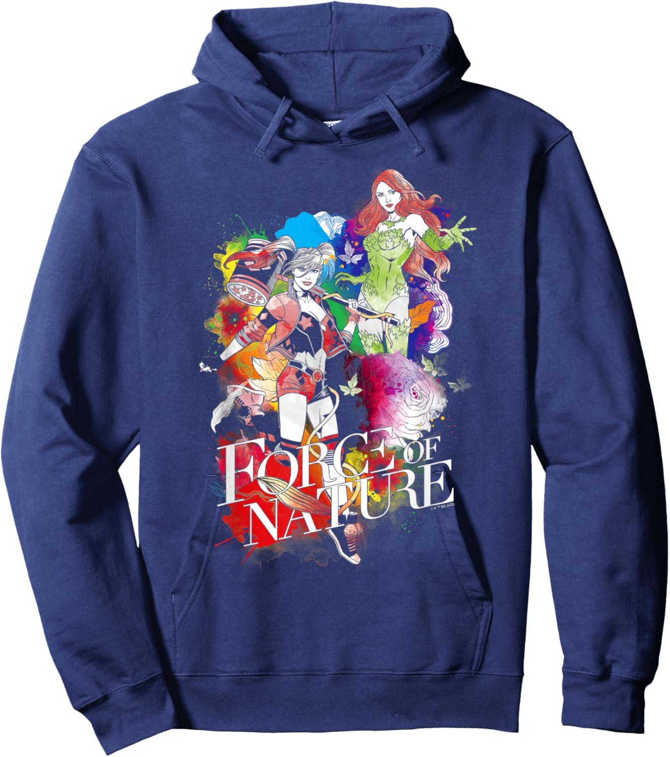 DC Comics Harley Quinn And Poison Ivy Rainbow Pride Poster Hoodie - Hoodie | Navy