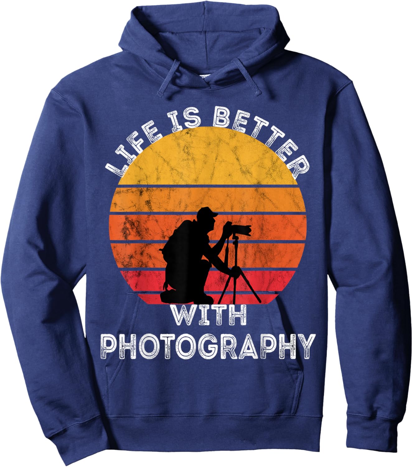 Photographer Camera Lover Retro Vintage Sunset Photography Hoodie - Hoodie | Navy