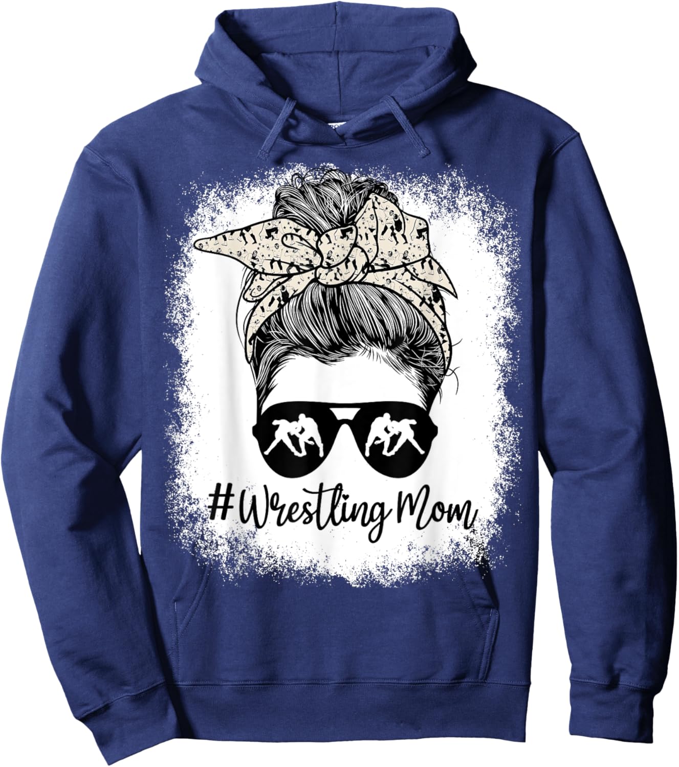 Bleached Life Wrestling Mom Leopard Messy bun Glasses Hoodie - Hoodie | Navy