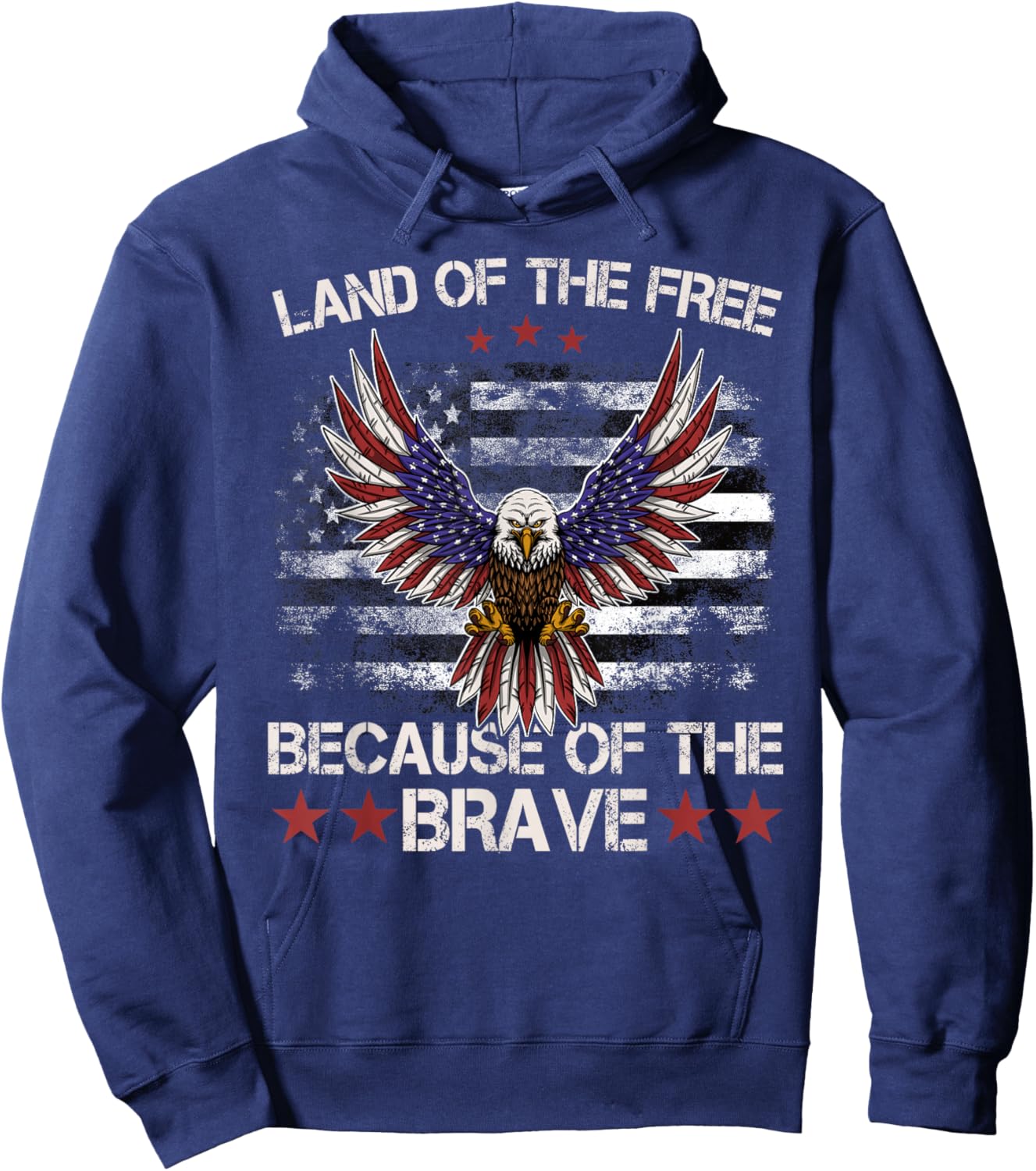 America Eagle | Land of The Free Because of The Brave Hoodie - Hoodie | Navy