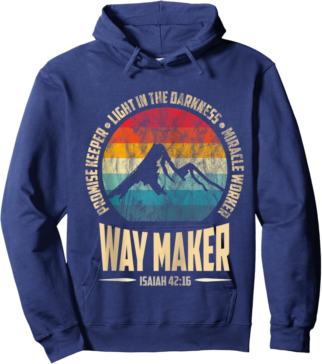 Vintage Waymaker Promise Keeper Miracle Worker Christian men Zip Hoodie - Hoodie | Navy