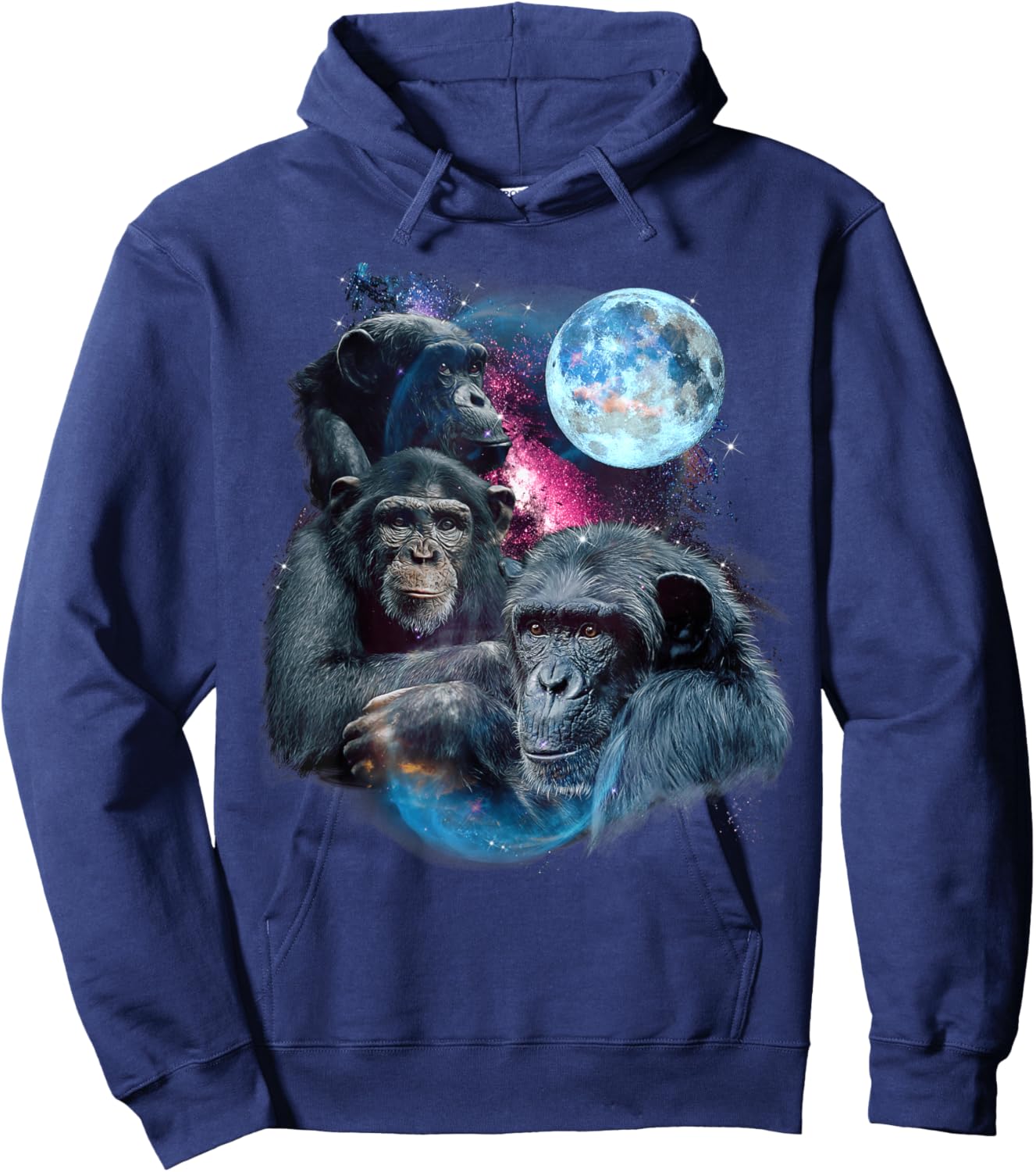 3 Moon Chimpanzee Art Monkey Chimp Ape Animal Lover Novelty Hoodie - Hoodie | Navy