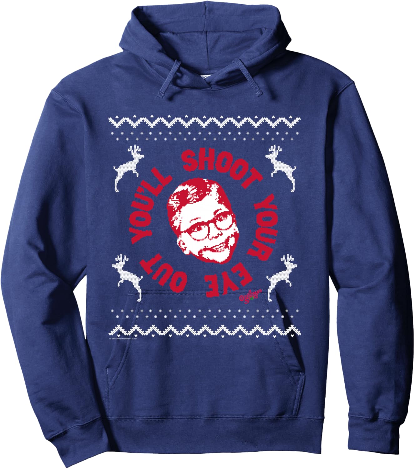 A Christmas Story Sweater Print You'll Shoot Your Eye Out Hoodie - Hoodie | Navy