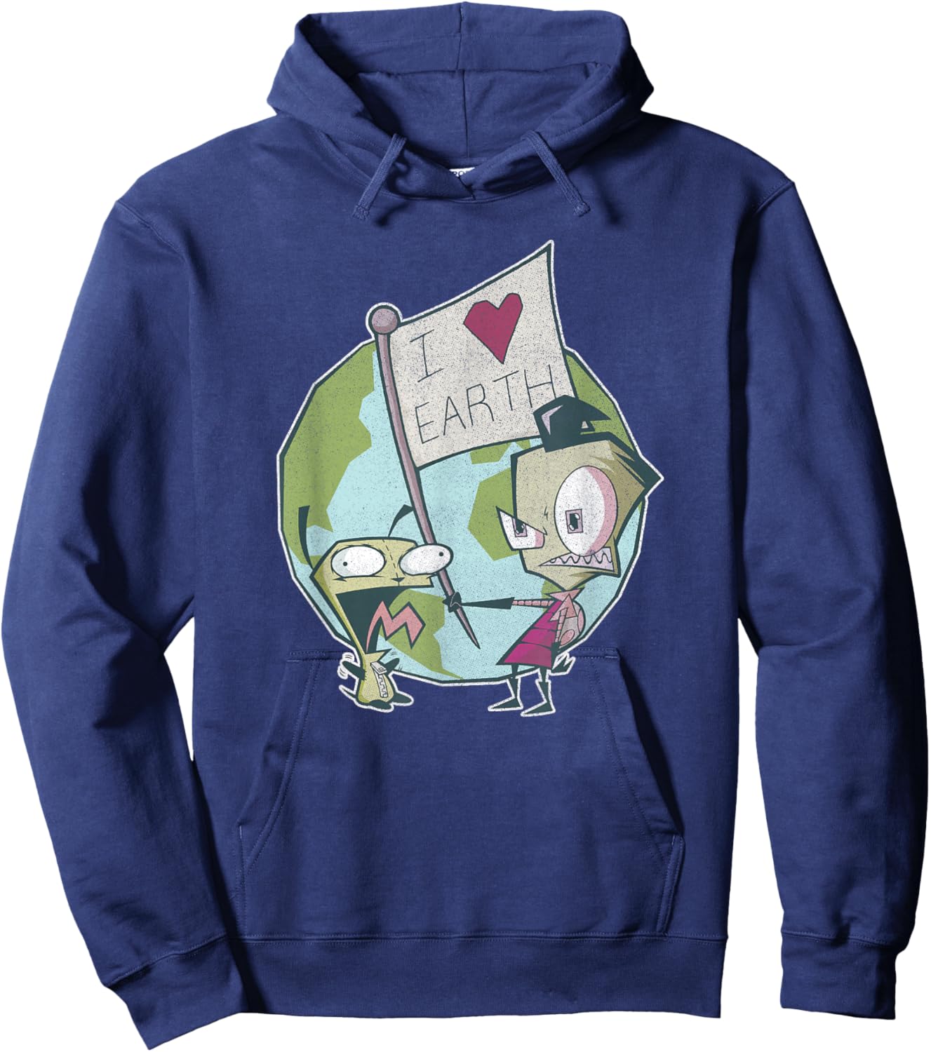 Invader Zim Earth Day I Heart Earth Sign Hoodie - Hoodie | Navy