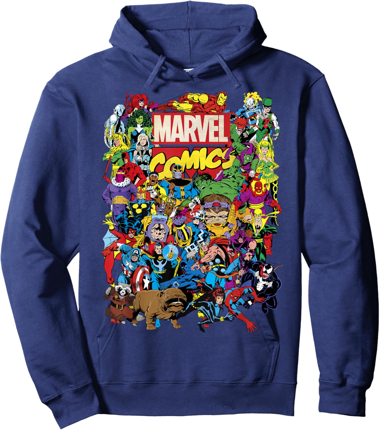 Marvel Comics Retro Classic Avengers Heroes Group Shot Hoodie - Hoodie | Navy