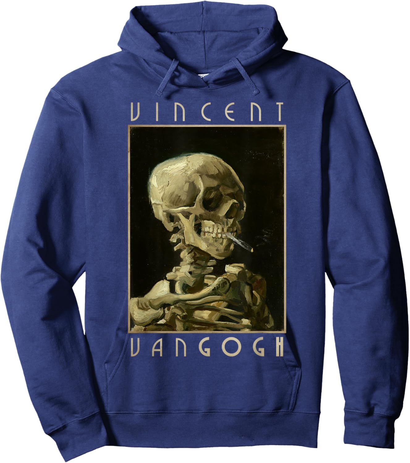 Vincent Van Gogh Shirt Smoking Skeleton Art Hoodie - Hoodie | Navy