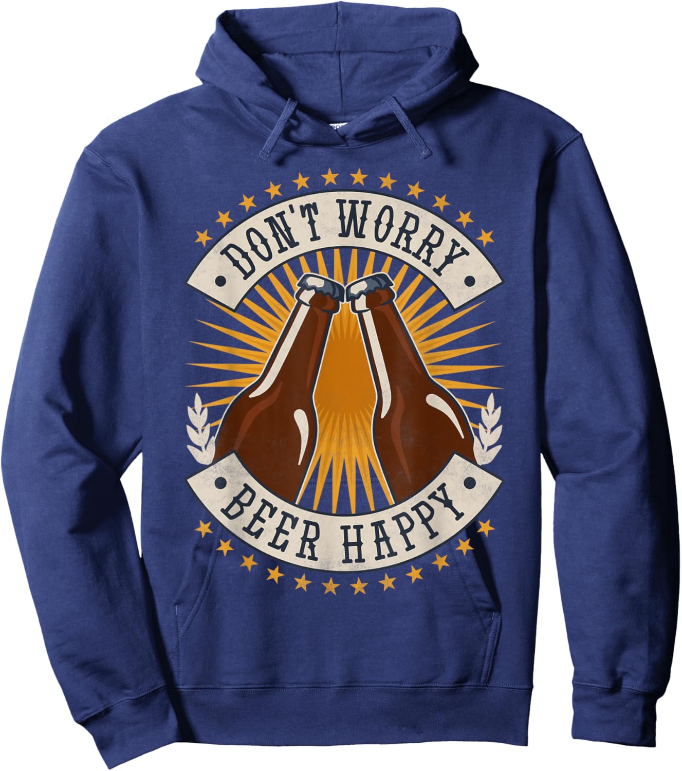 Don't Worry Beer Happy, Beer Day Hoodie - Hoodie | Navy