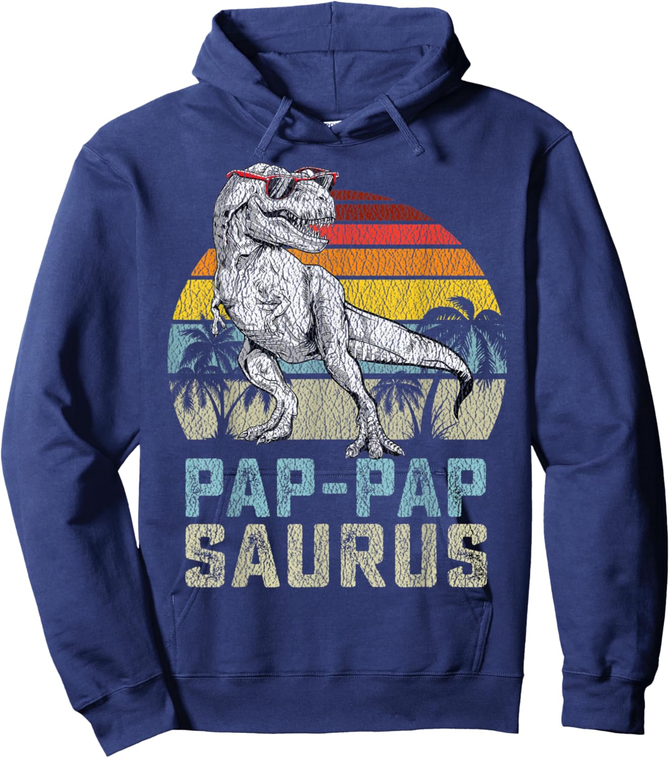 Pap-Papsaurus T Rex Dinosaur Pap-Pap Saurus Family Matching Hoodie - Hoodie | Navy