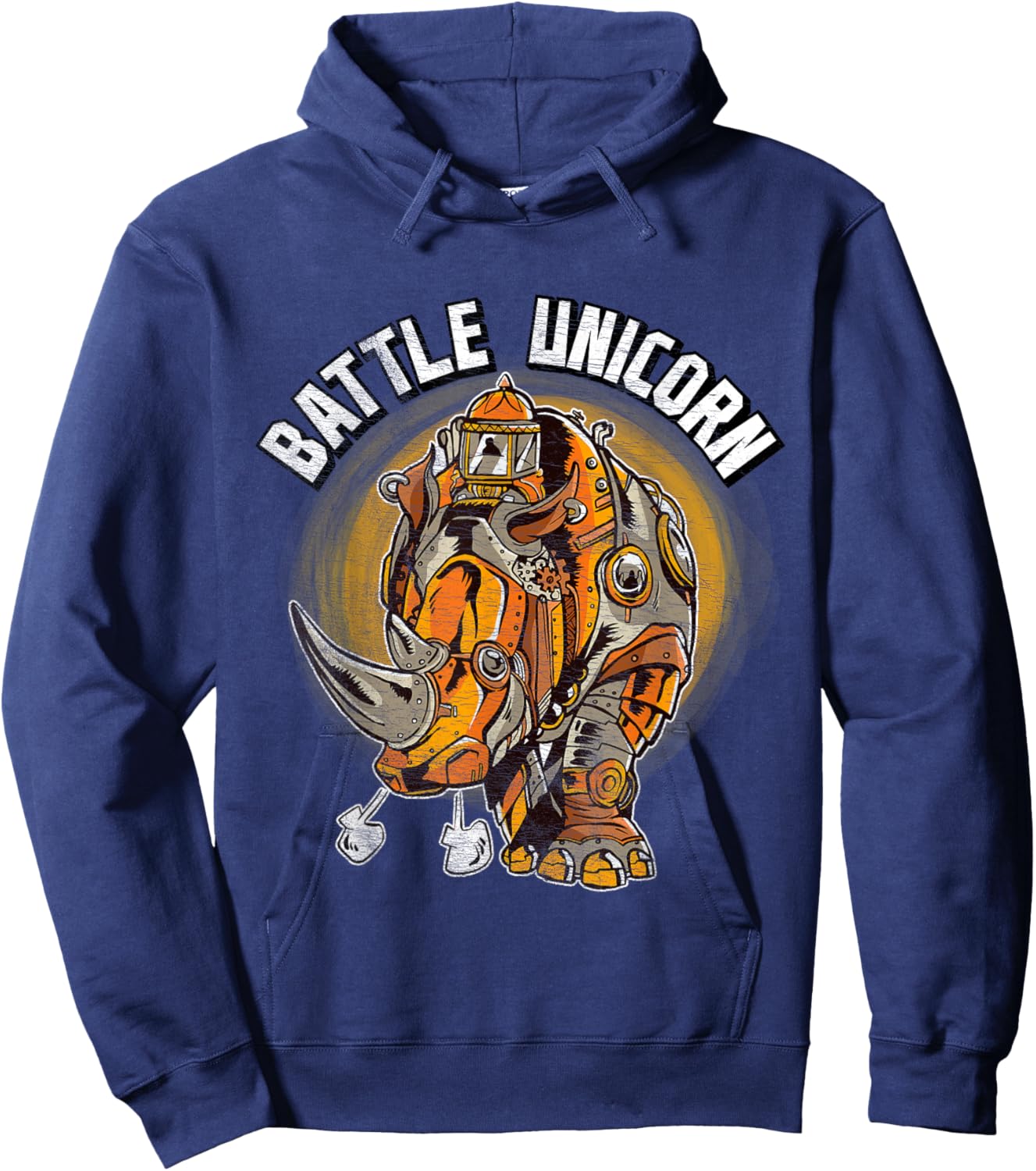 Battle Unicorn Shirt Funny Rhino Lover Steampunk Rhinoceros Hoodie - Hoodie | Navy