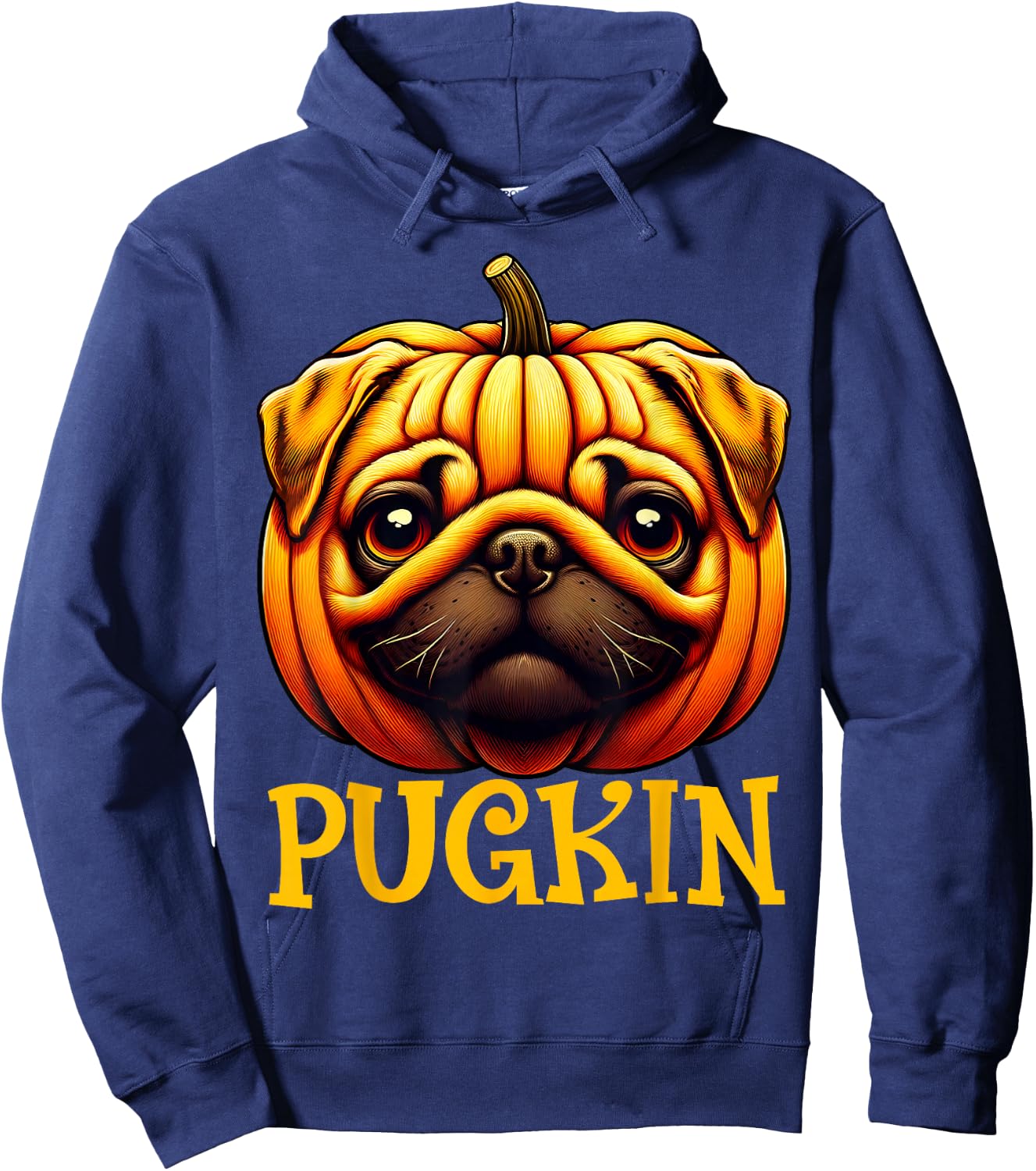 Funny Pugkin Pug Pumpkin Halloween Thanksgiving Men Women Hoodie - Hoodie | Navy