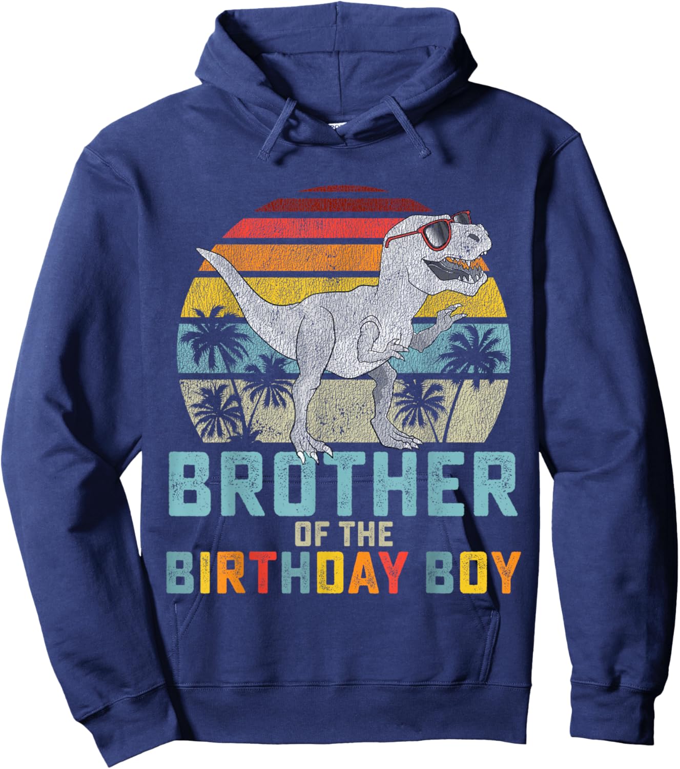 Brother Dinosaur of The Birthday Boy Matching Family Small Hoodie - Hoodie | Navy