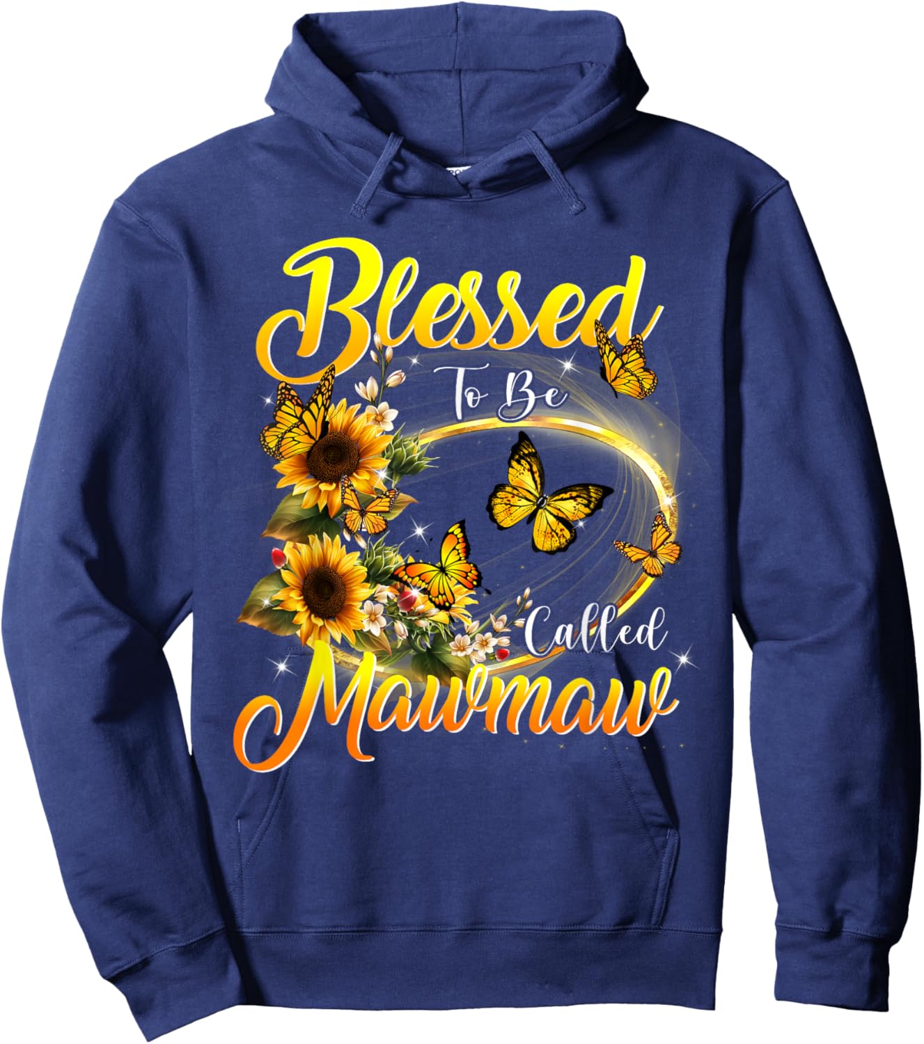 Blessed to be called Mawmaw Shirt Sunflower Lovers Grandma Hoodie - Hoodie | Navy