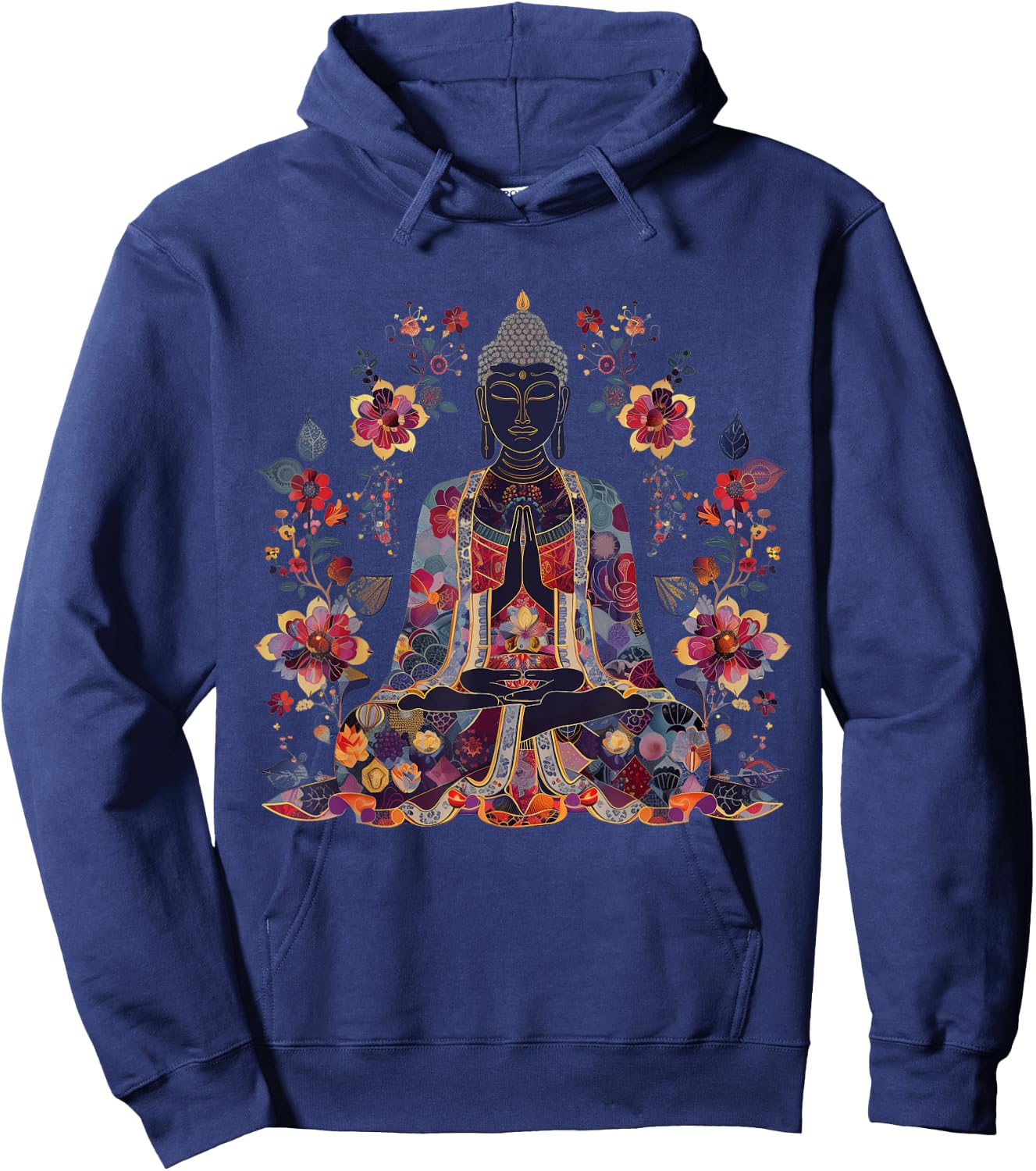 Buddha Floral Vintage Flower Yoga Buddhism Yogi Buddhist Hoodie - Hoodie | Navy