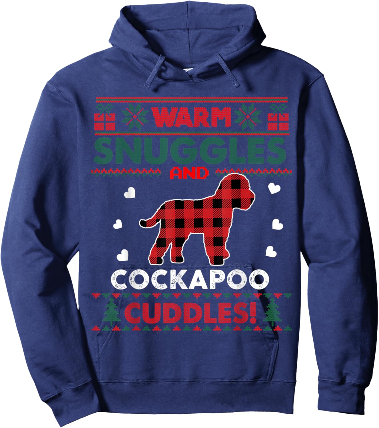Cockapoo Dog Christmas Pajama Dog Pet Ugly Christmas Sweater Men Women Kids Hoodie - Hoodie | Navy