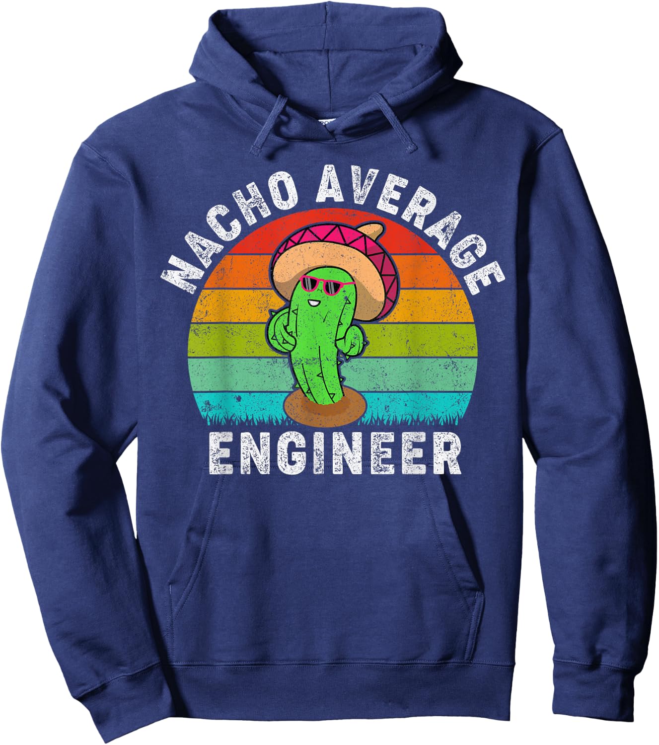 Retro Style Vintage Nacho Average Engineer Cinco De Mayo Hoodie - Hoodie | Navy