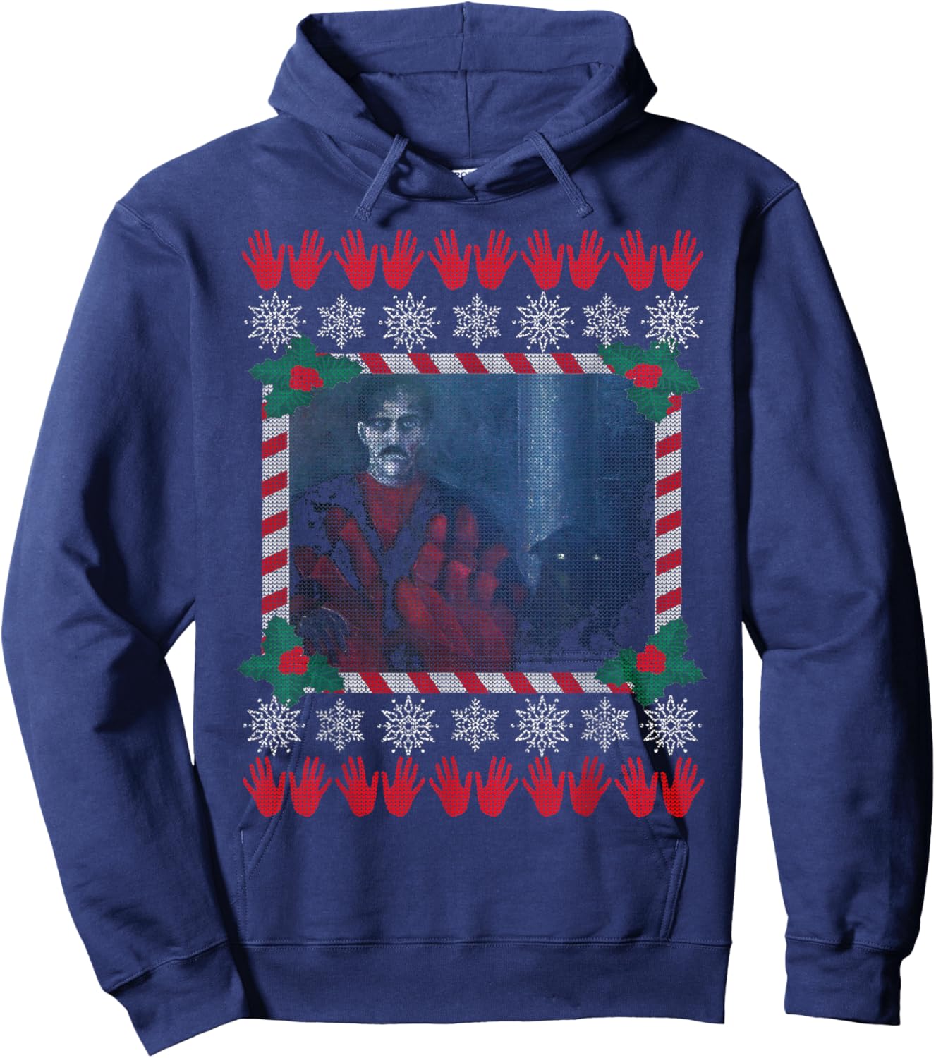 Ugly Christmas Sweater Manos The Hands of Fate Horror Movie Hoodie - Hoodie | Navy
