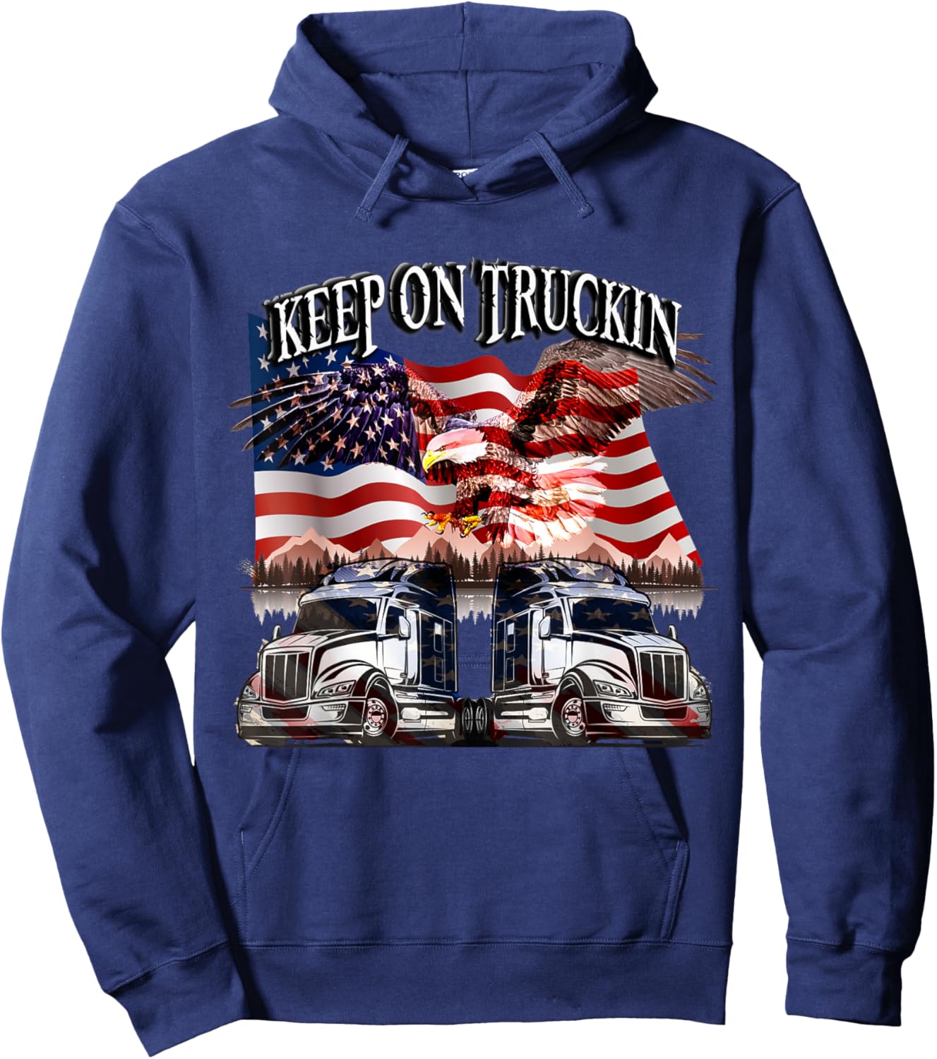 Keep on Truckin. Eagle USA Flag Design Hoodie - Hoodie | Navy
