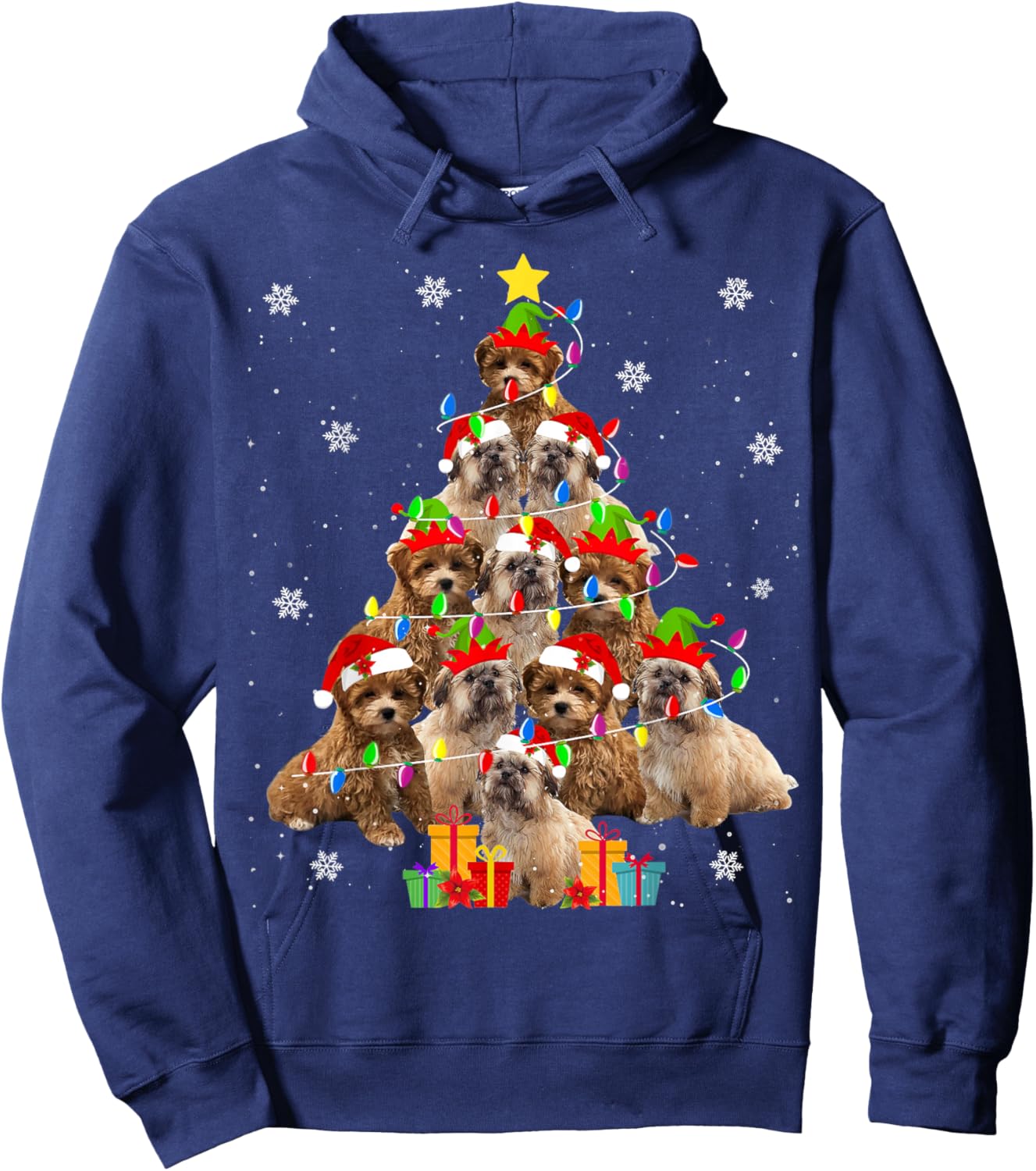 Shih-poo Christmas Tree Funny Santa Shih-poo Dog Xmas Hoodie - Hoodie | Navy