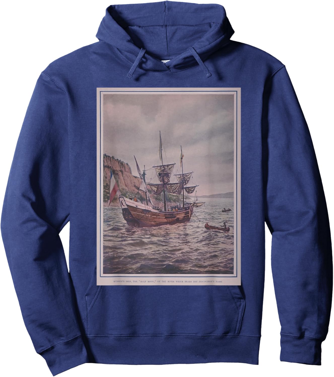 Henry Hudson's Ship Halve Maen - Exploring NY River Valley Hoodie - Hoodie | Navy