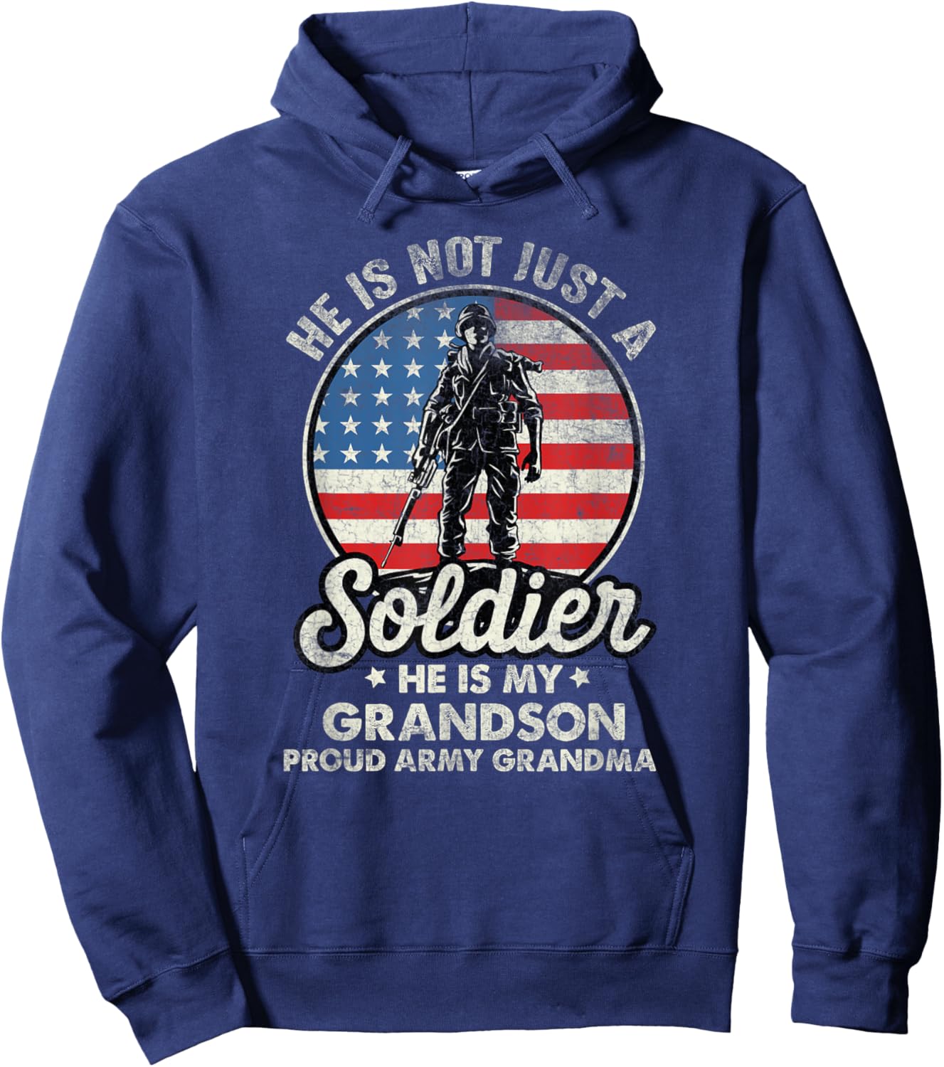 My Grandson Is A Soldier Quote Proud Army Grandma Hoodie - Hoodie | Navy