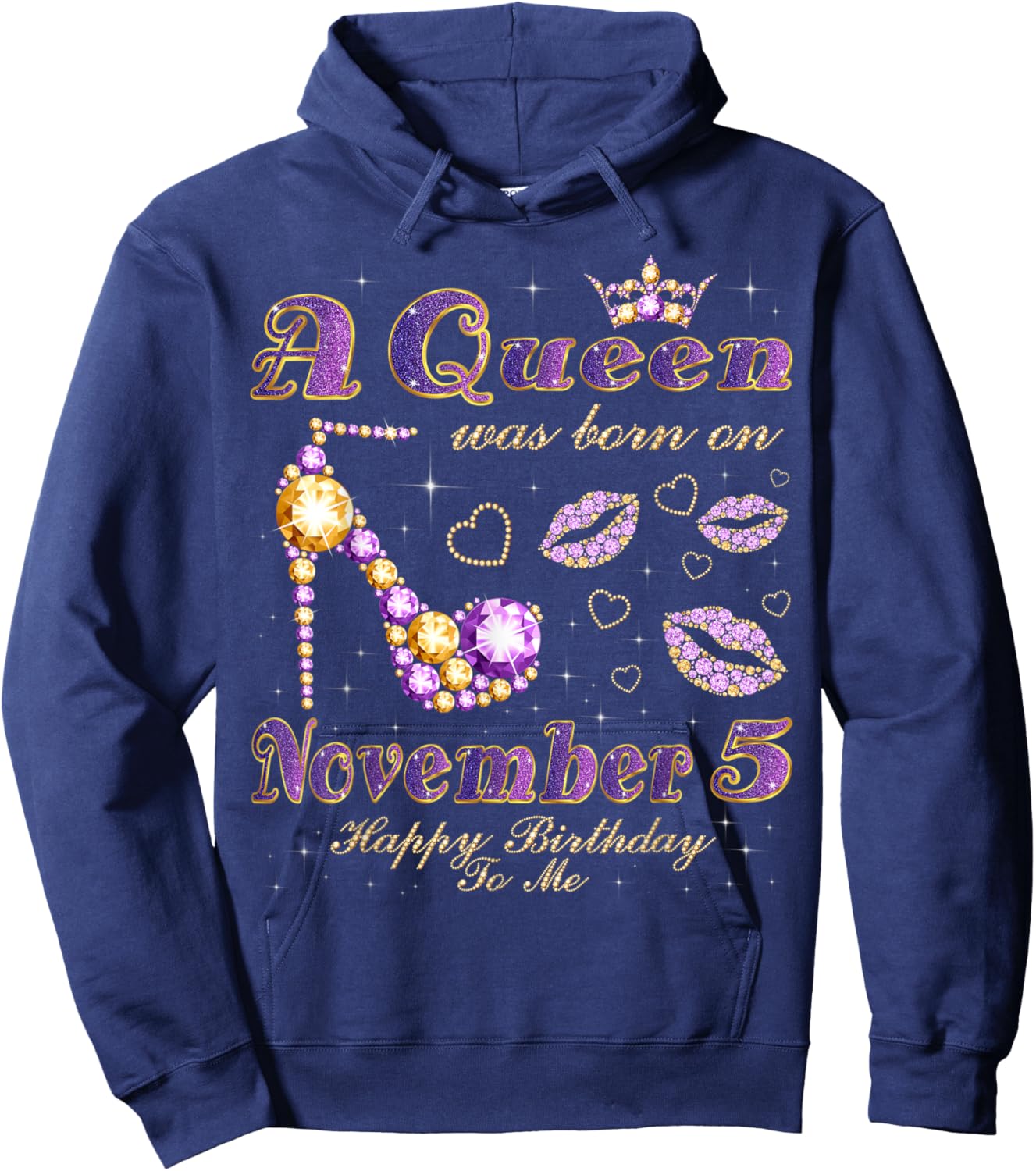 A Queen Was Born on November 5, 5th November Birthday Hoodie - Hoodie | Navy
