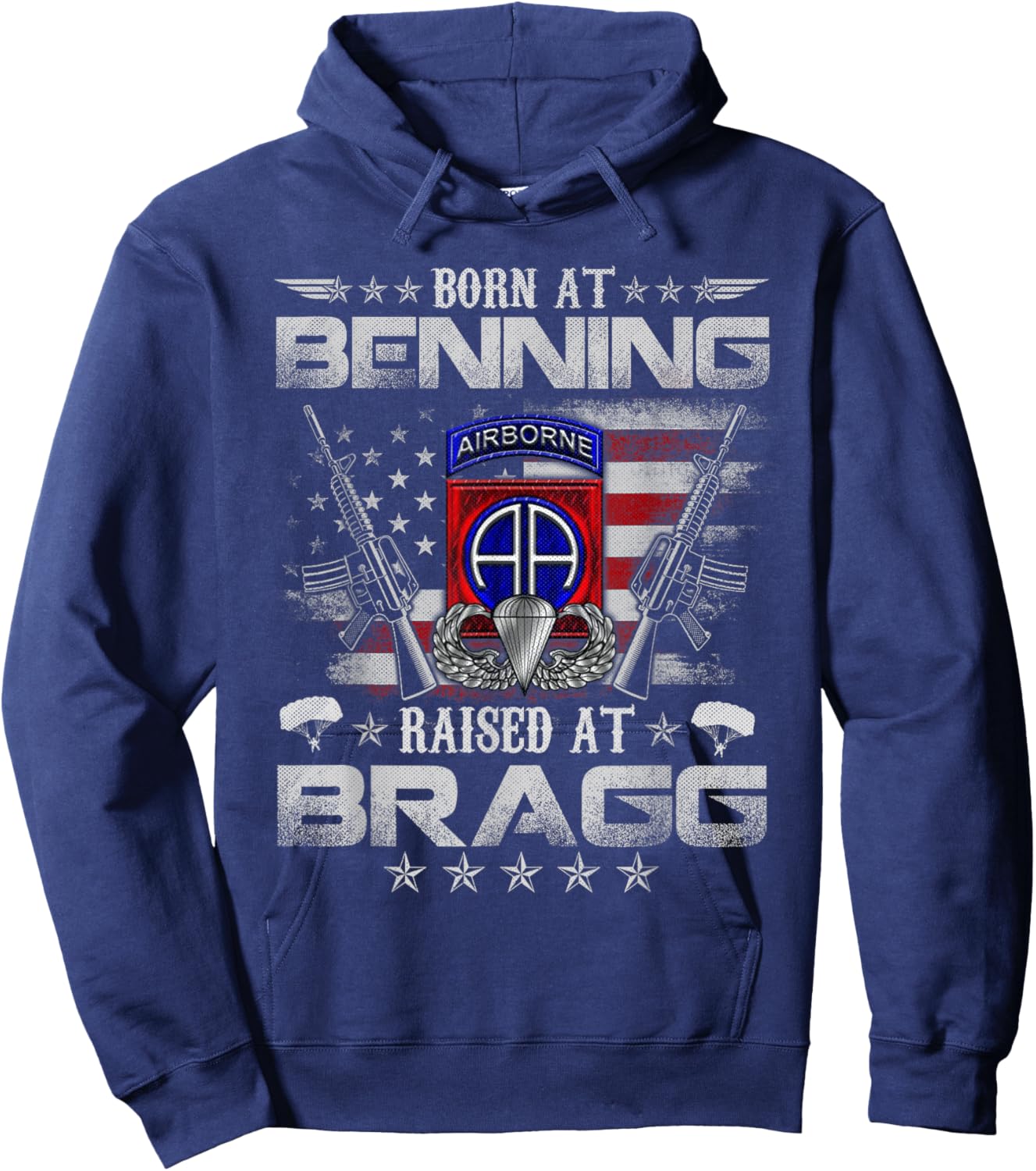 82nd Airborne Division Born At Ft Benning Raised Fort Bragg Hoodie - Hoodie | Navy
