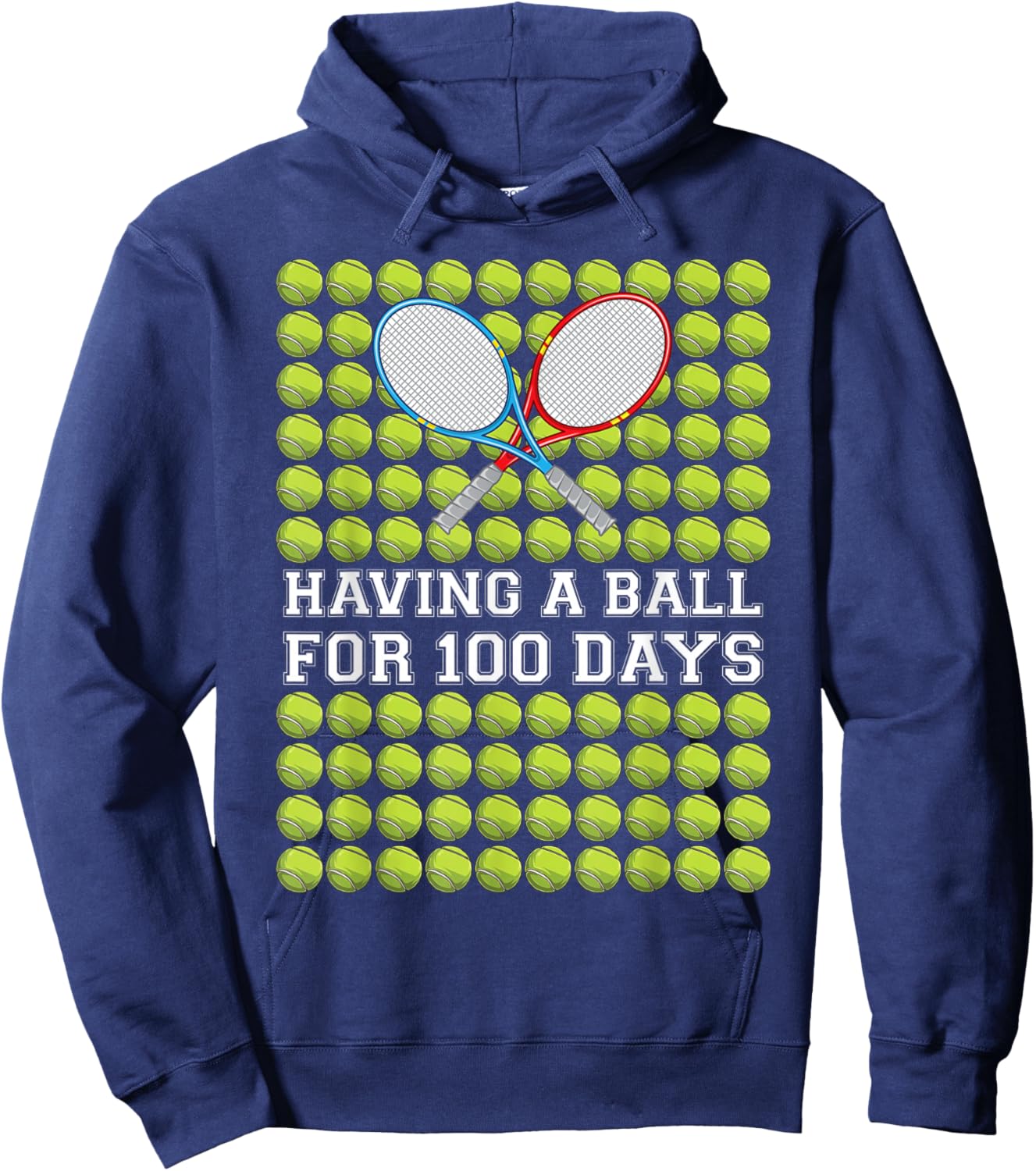 Having A Ball for 100 Days Tennis Kids Boy Smarter School Hoodie - Hoodie | Navy