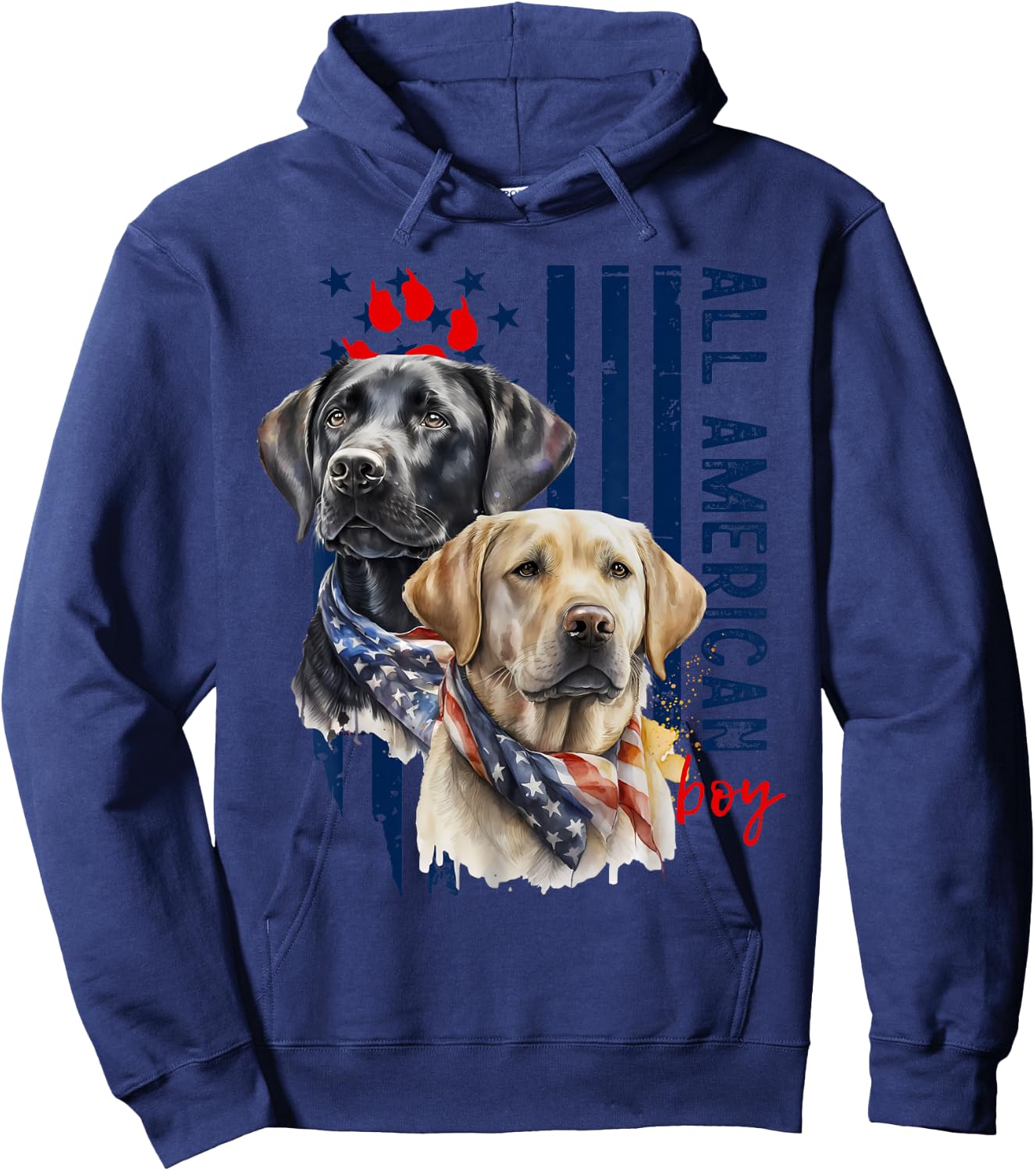 Patriotic USA Flag Labradors All American Boy US Lab Owner Hoodie - Hoodie | Navy