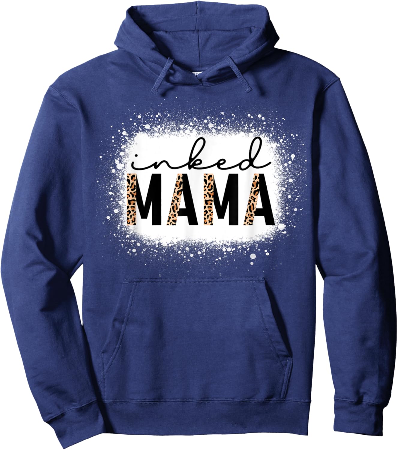 Inked Mama Leopard Tattoo Mom Funny Mother's Day Bleached Hoodie - Hoodie | Navy