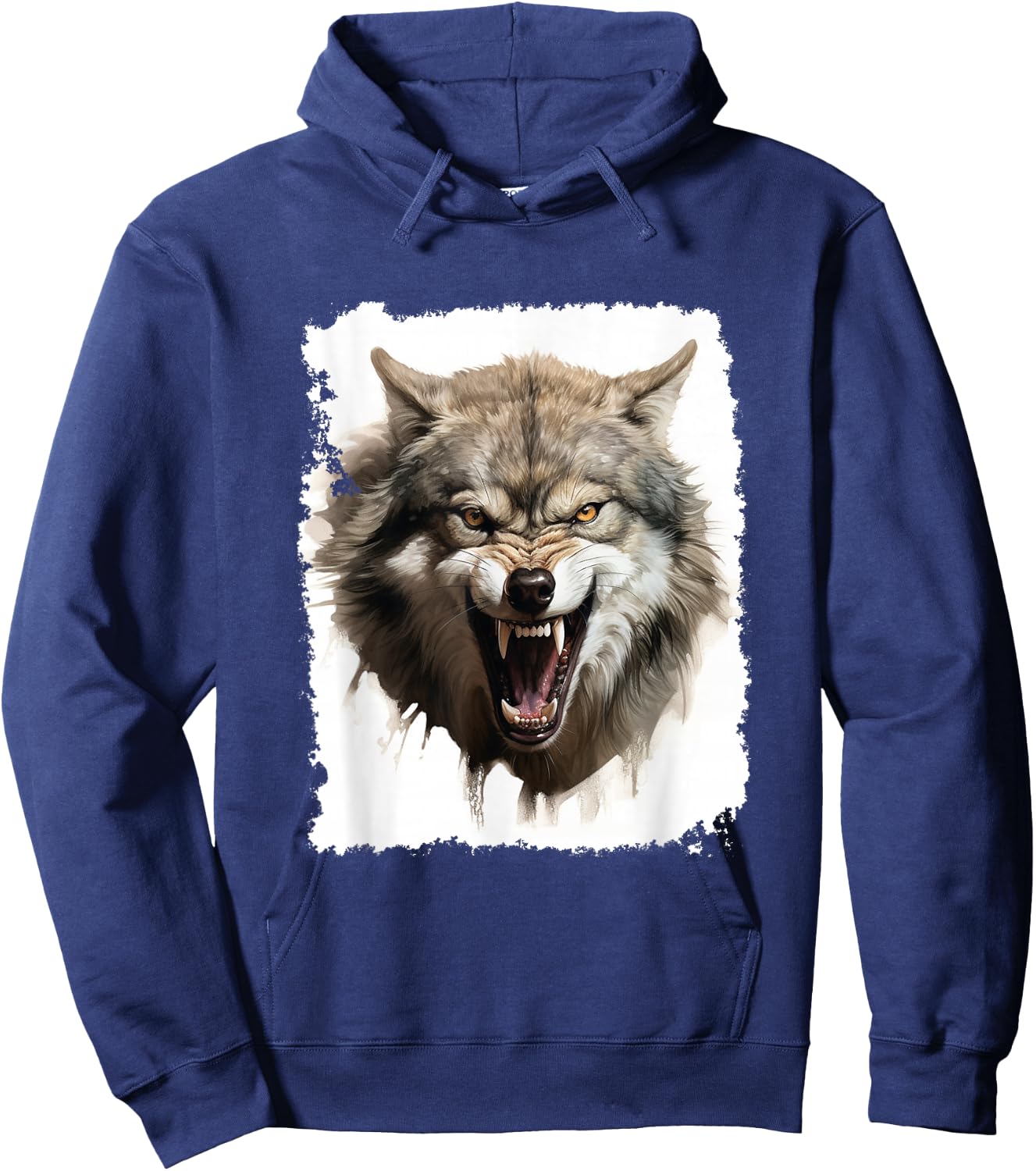Angry Wolf Hoodie - Hoodie | Navy