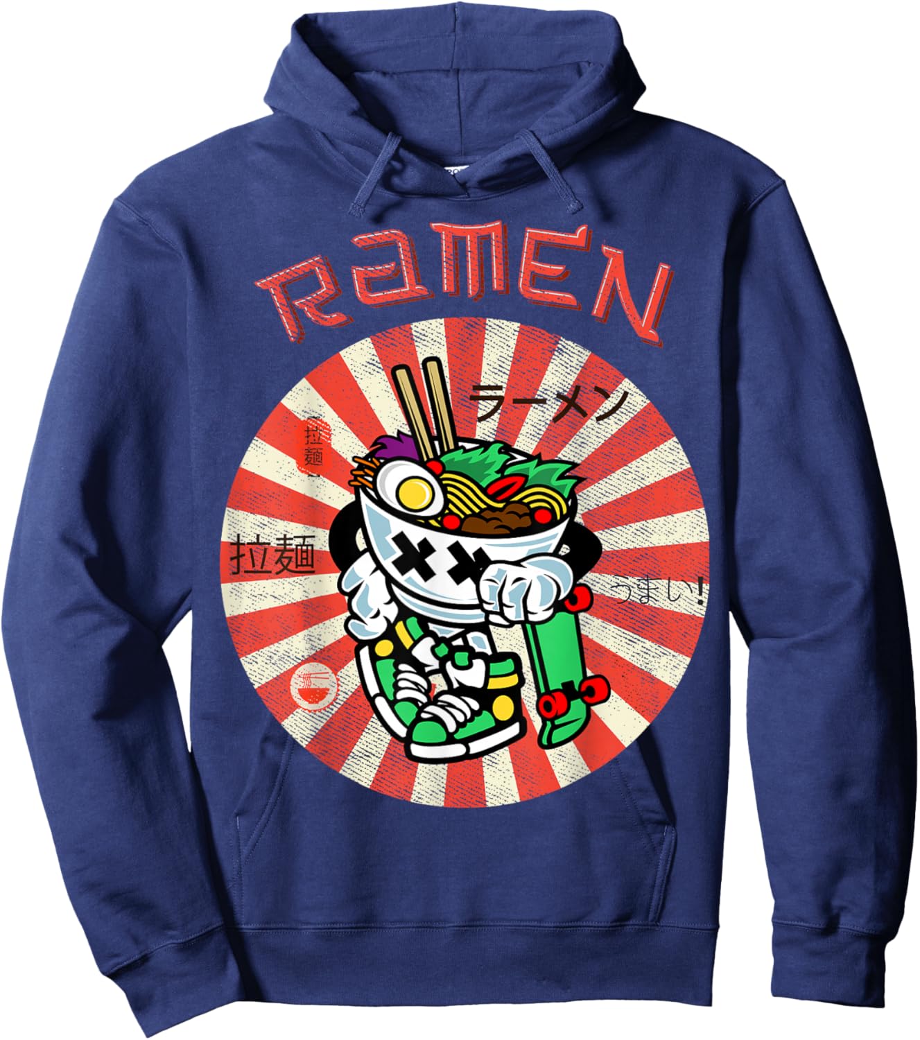 Cute Ramen Skater Kawaii Anime Skateboard Lover Teens Hoodie - Hoodie | Navy