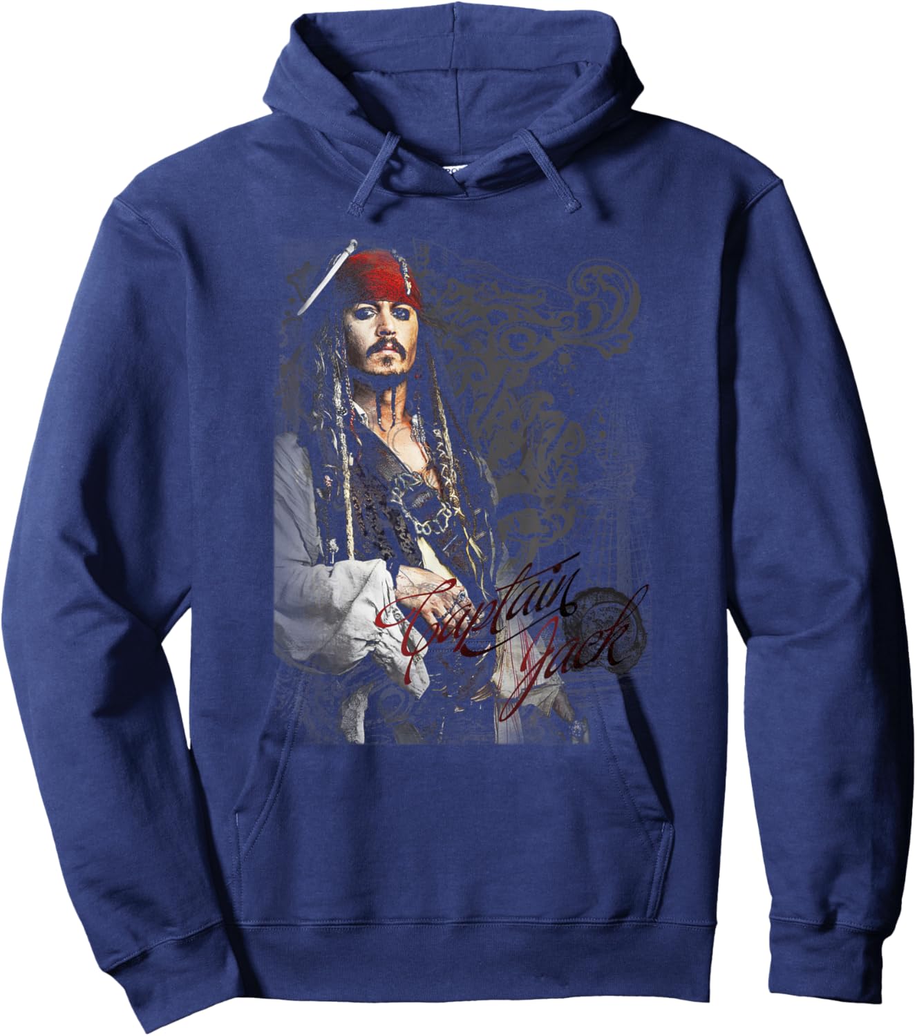 Disney Pirates of The Caribbean Captain Jack Ornate Poster Hoodie - Hoodie | Navy