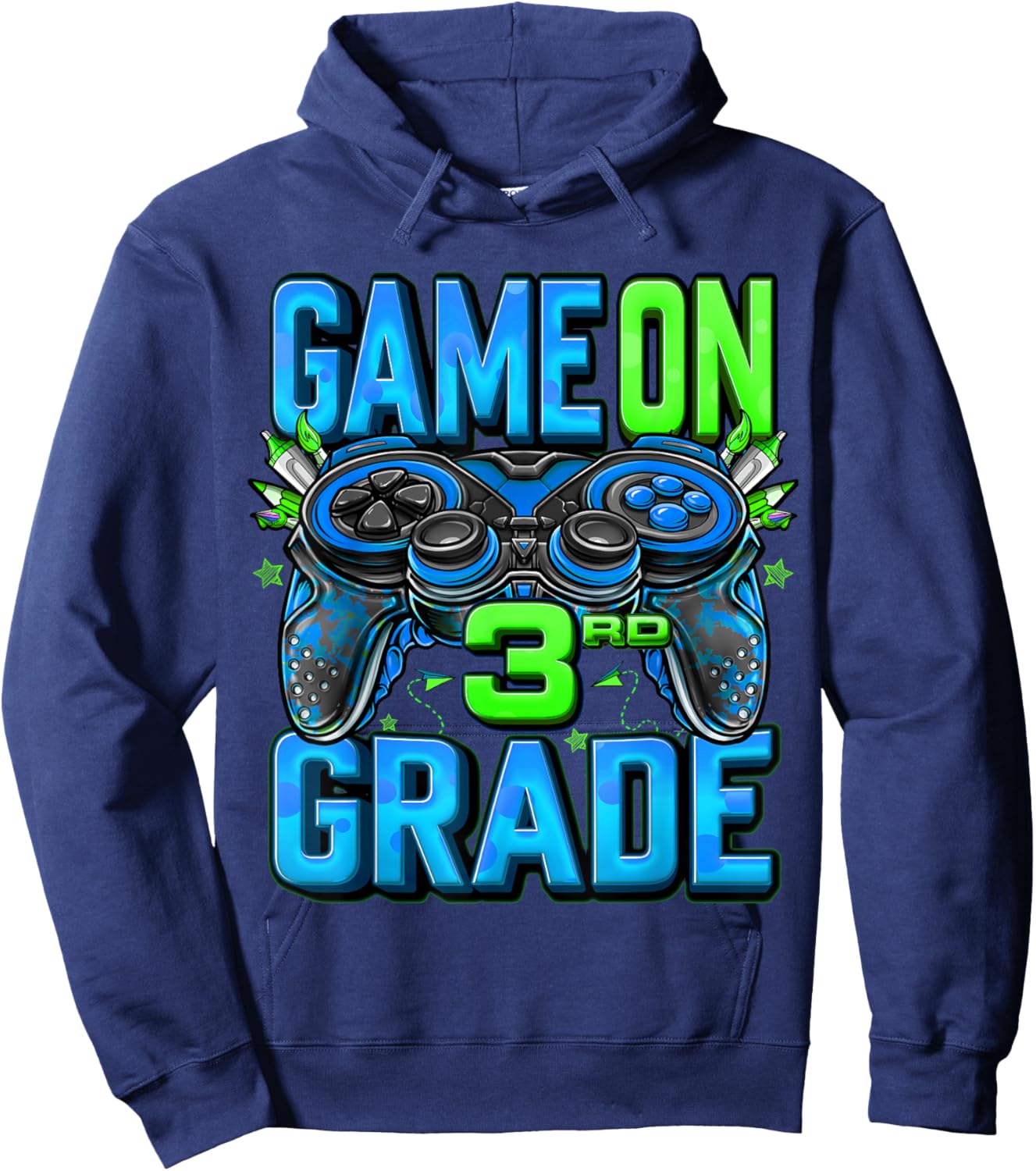 Game On 3rd Grade Back To School 3rd Grade Level Unlocked Hoodie - Hoodie | Navy