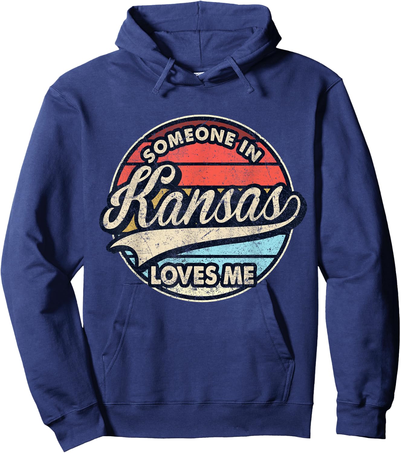 Someone In Kansas Loves Me US State Cool Retro Hoodie - Hoodie | Navy