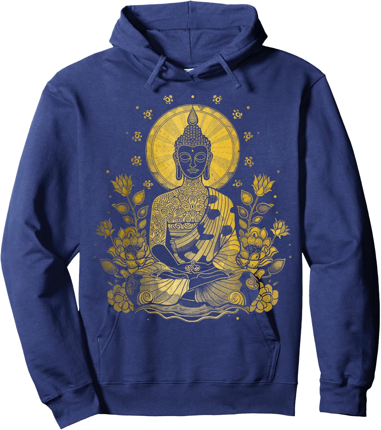 Buddha Floral Vintage Flower Yoga Buddhism Yogi Buddhist Hoodie - Hoodie | Navy