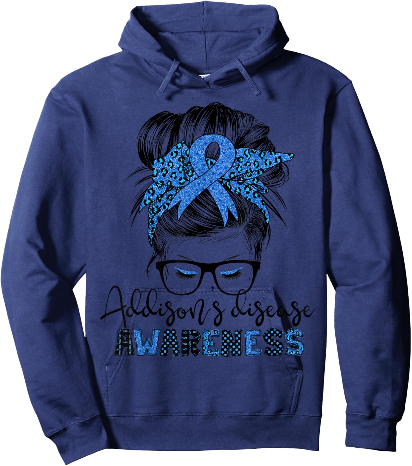 Addison's disease awareness messy hair bun Hoodie - Hoodie | Navy