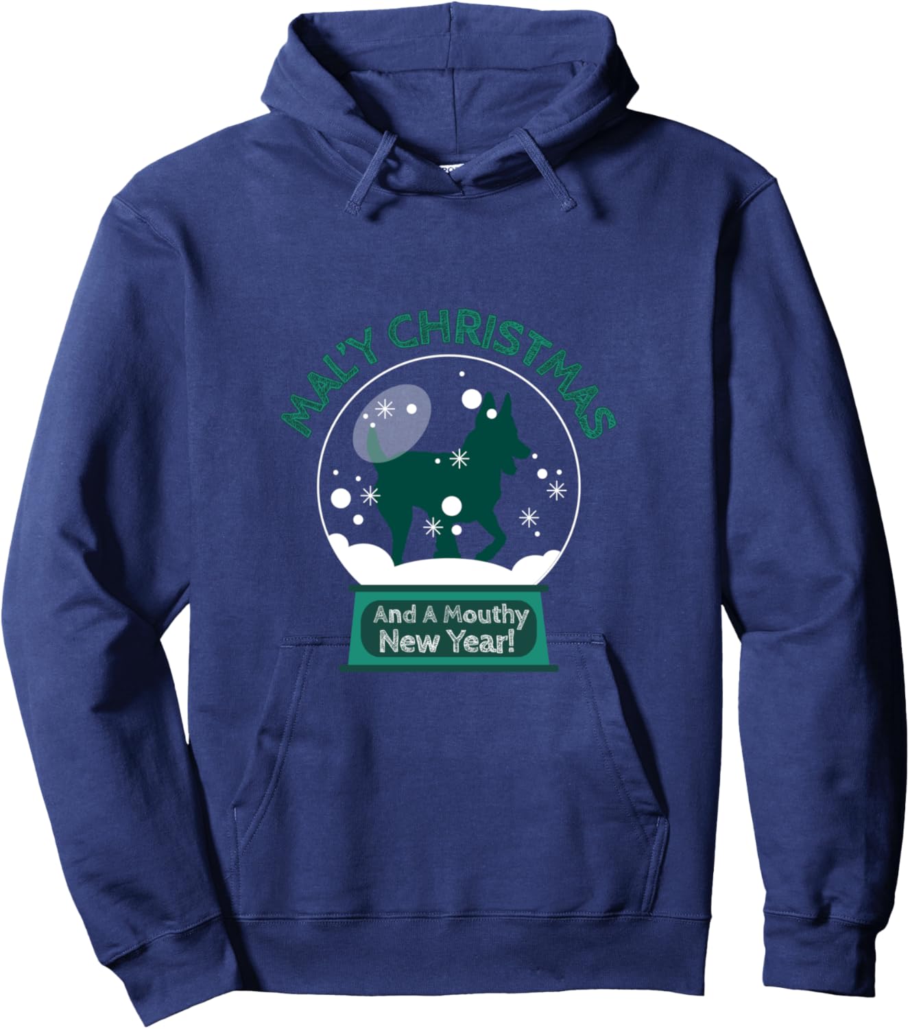Mal'y Christmas Mouthy New Year - Belgian Malinois Dog xmas Hoodie - Hoodie | Navy