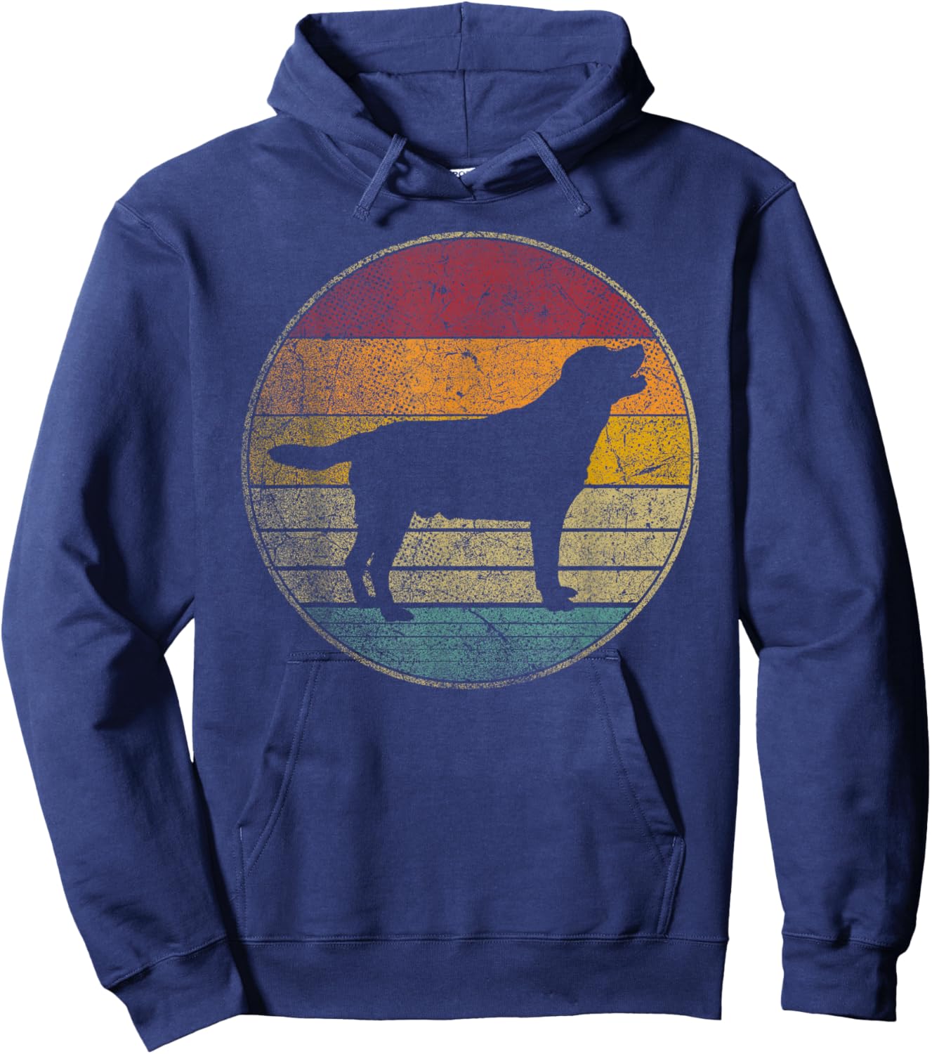 Labrador Retriever Dog Vintage Distressed Retro Silhouette Women Kids Hoodie - Hoodie | Navy