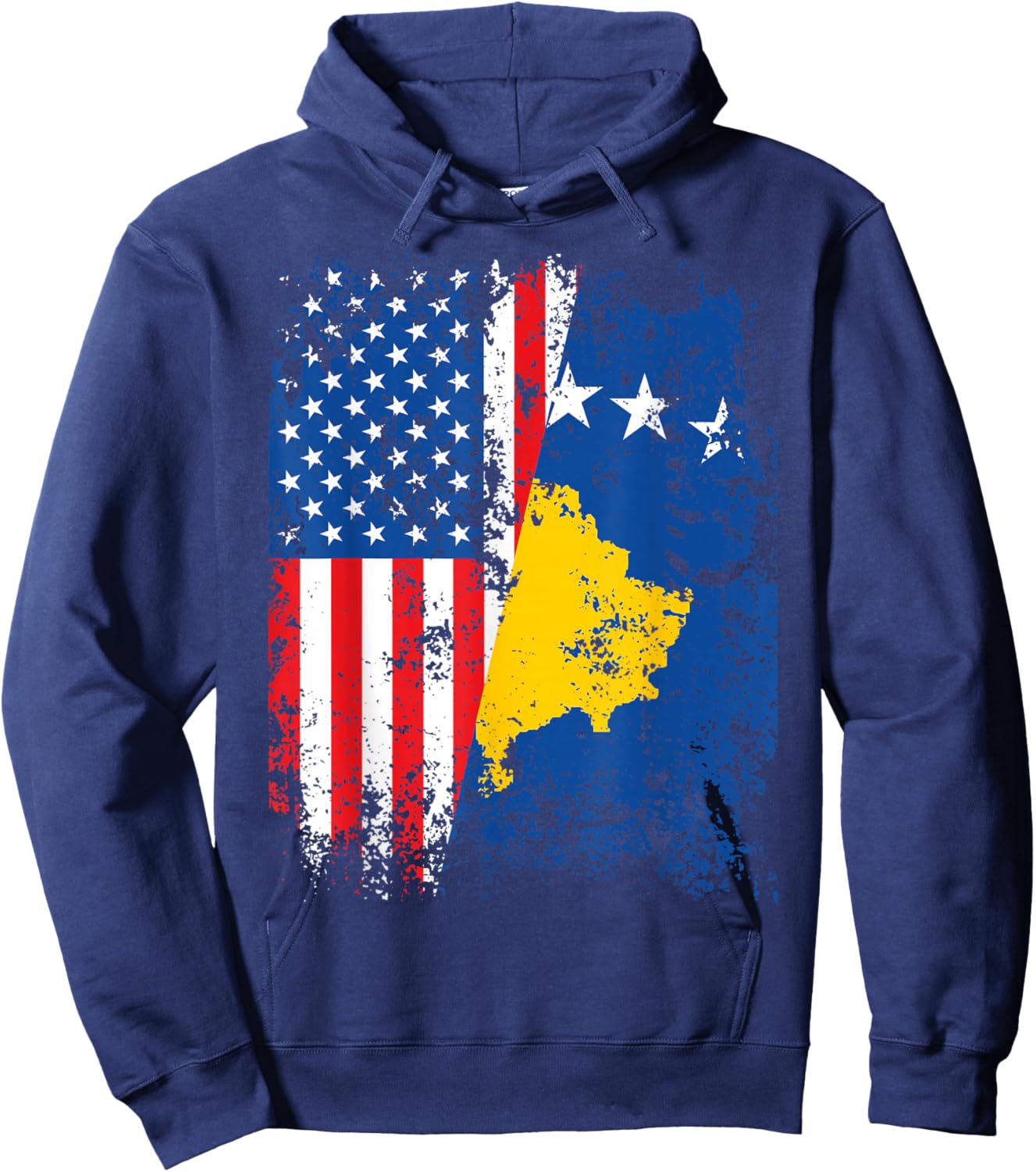 Kosovo American Flag USA Kosovar USA Flag Hoodie - Hoodie | Navy